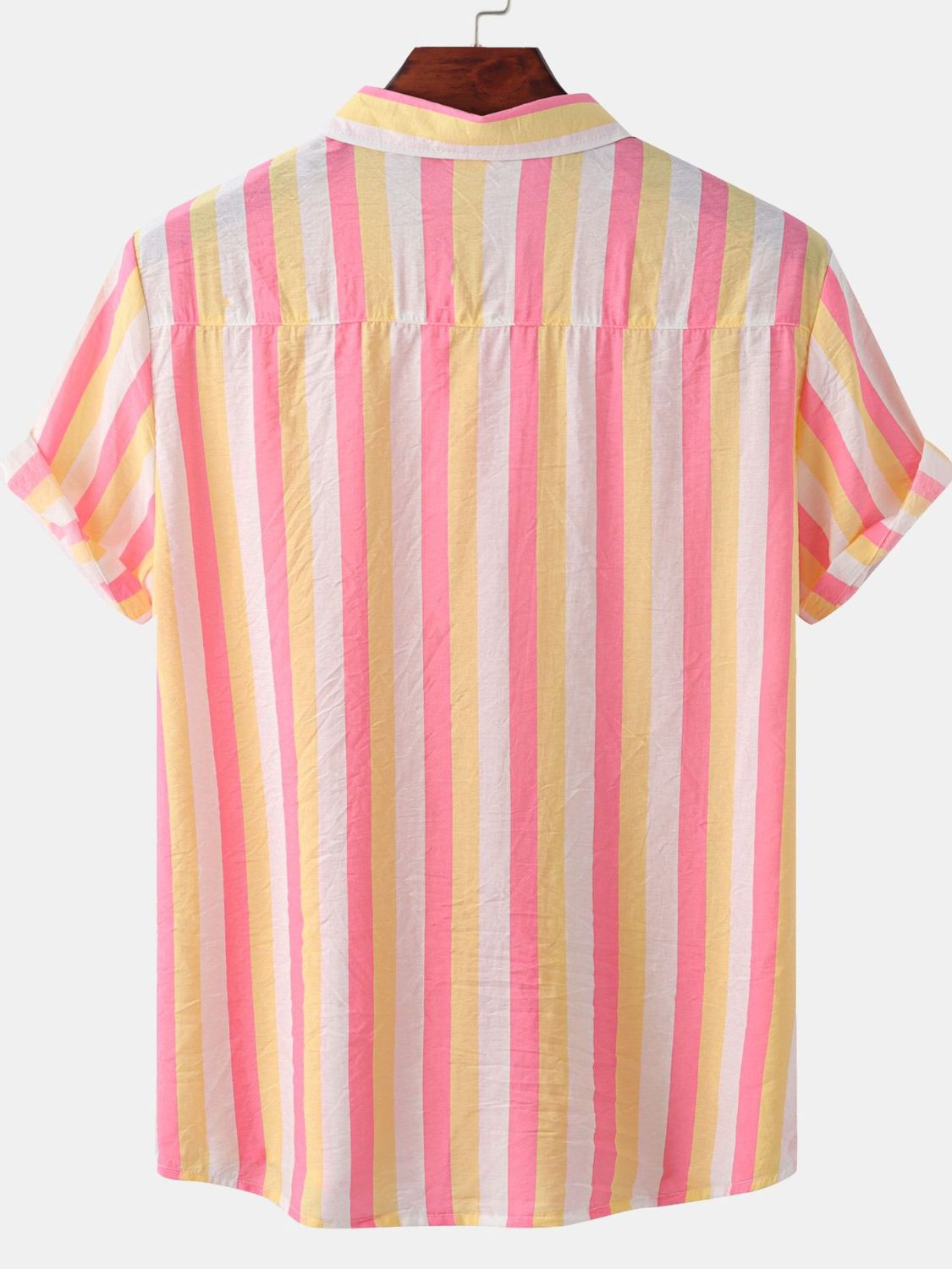 Men's Plus Size Striped Short Sleeve Button-Up Shirt