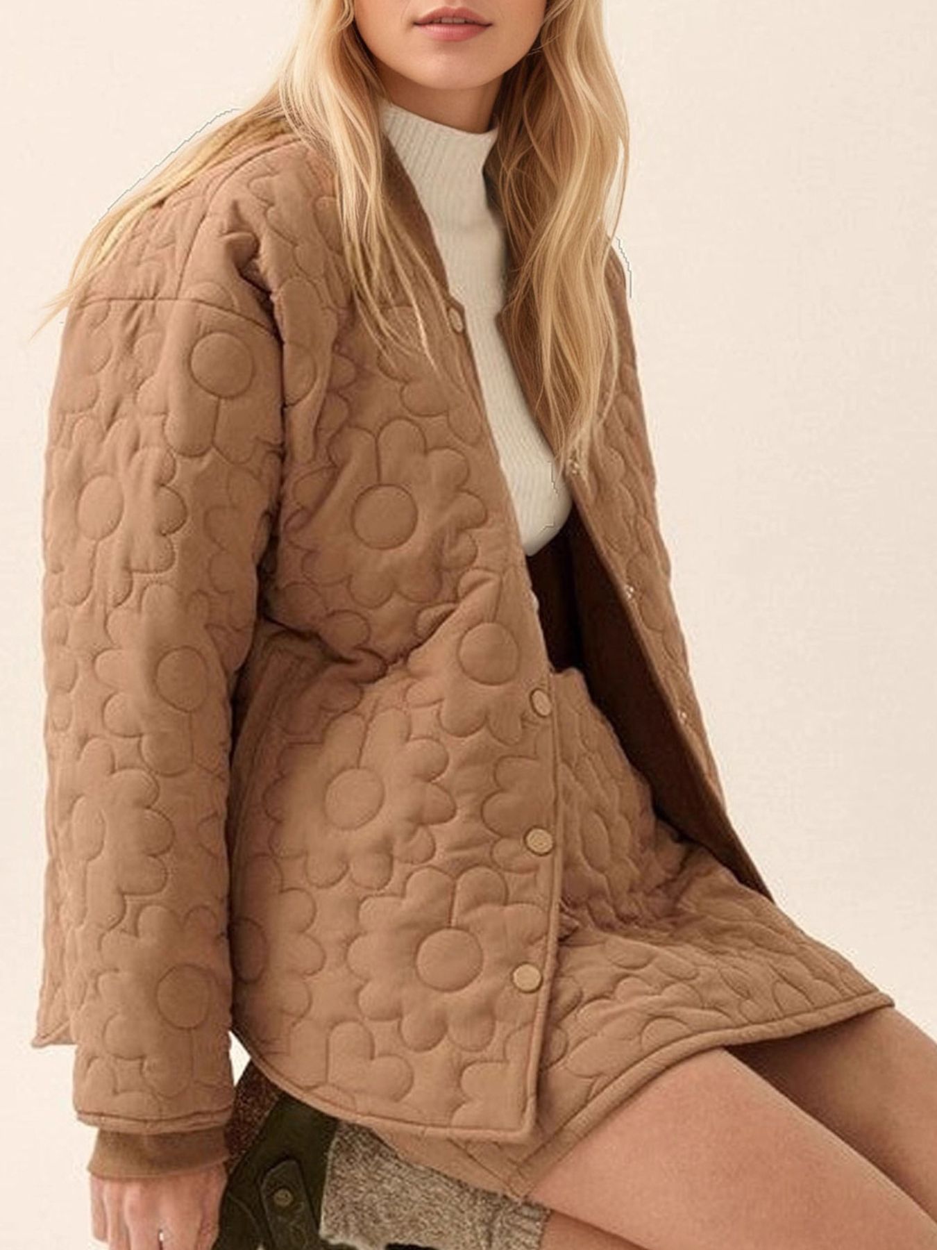 Textured Snap Down Outerwear