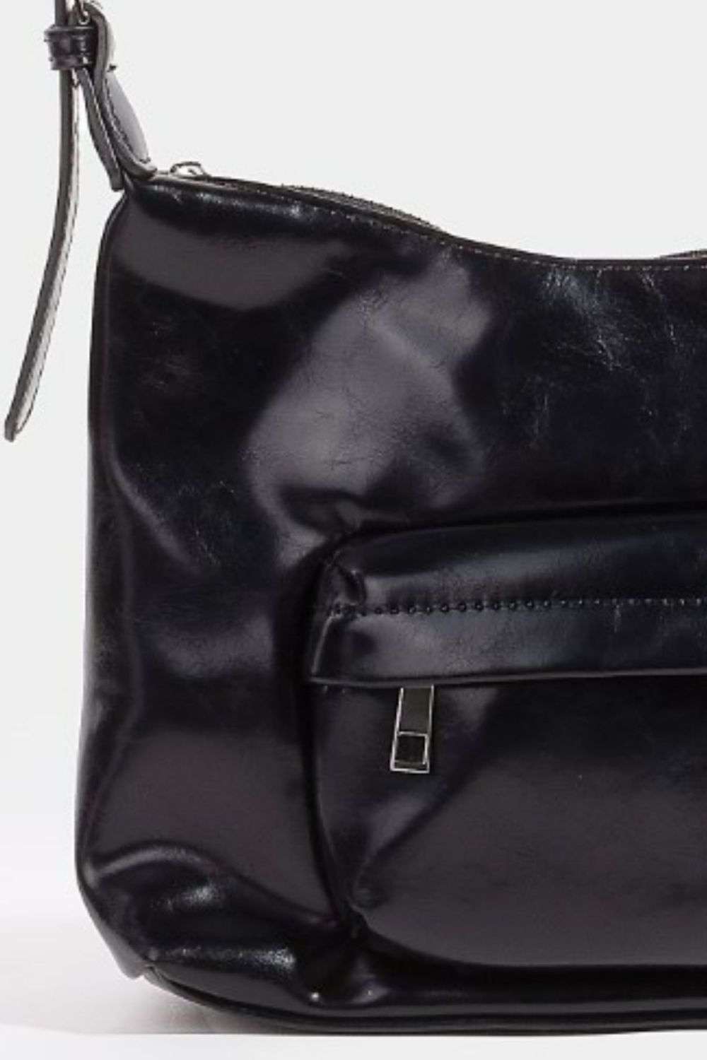 Fame Glossy Faux Leather Shoulder Bag
