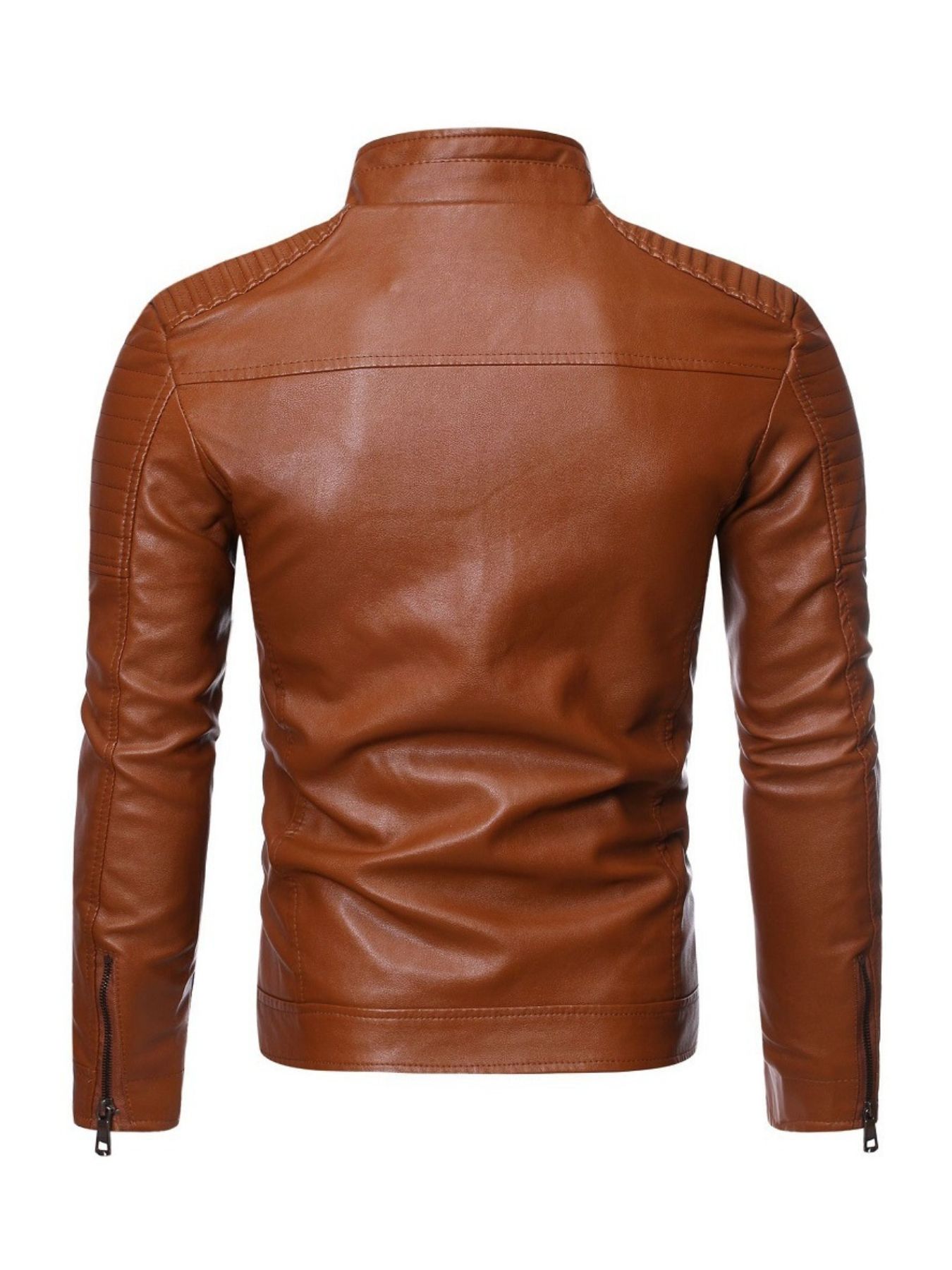 Men's Plus Size Zip Up Leather Moto Jacket