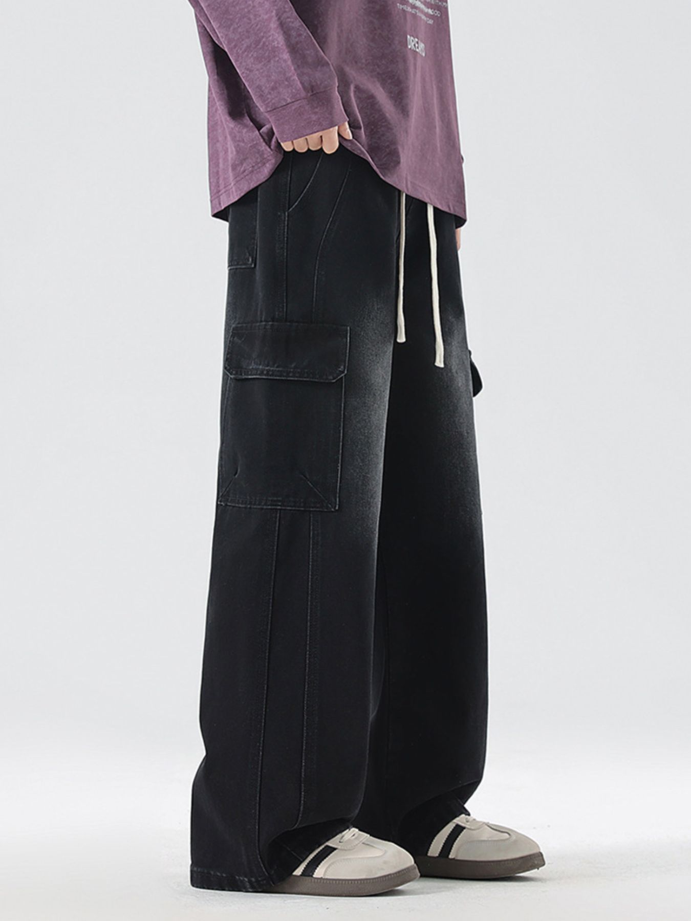 Men's Full Size Wide Leg Cargo Jeans Plus Size