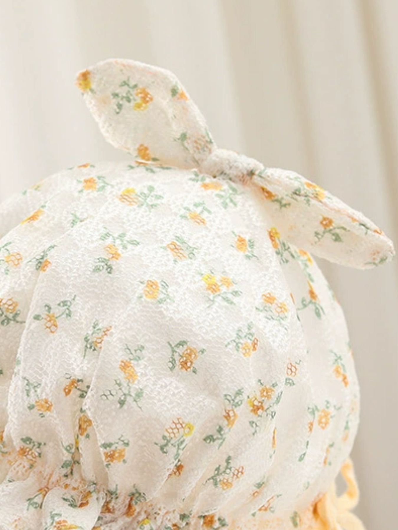 Children's Floral Print Bunny Ear Hat