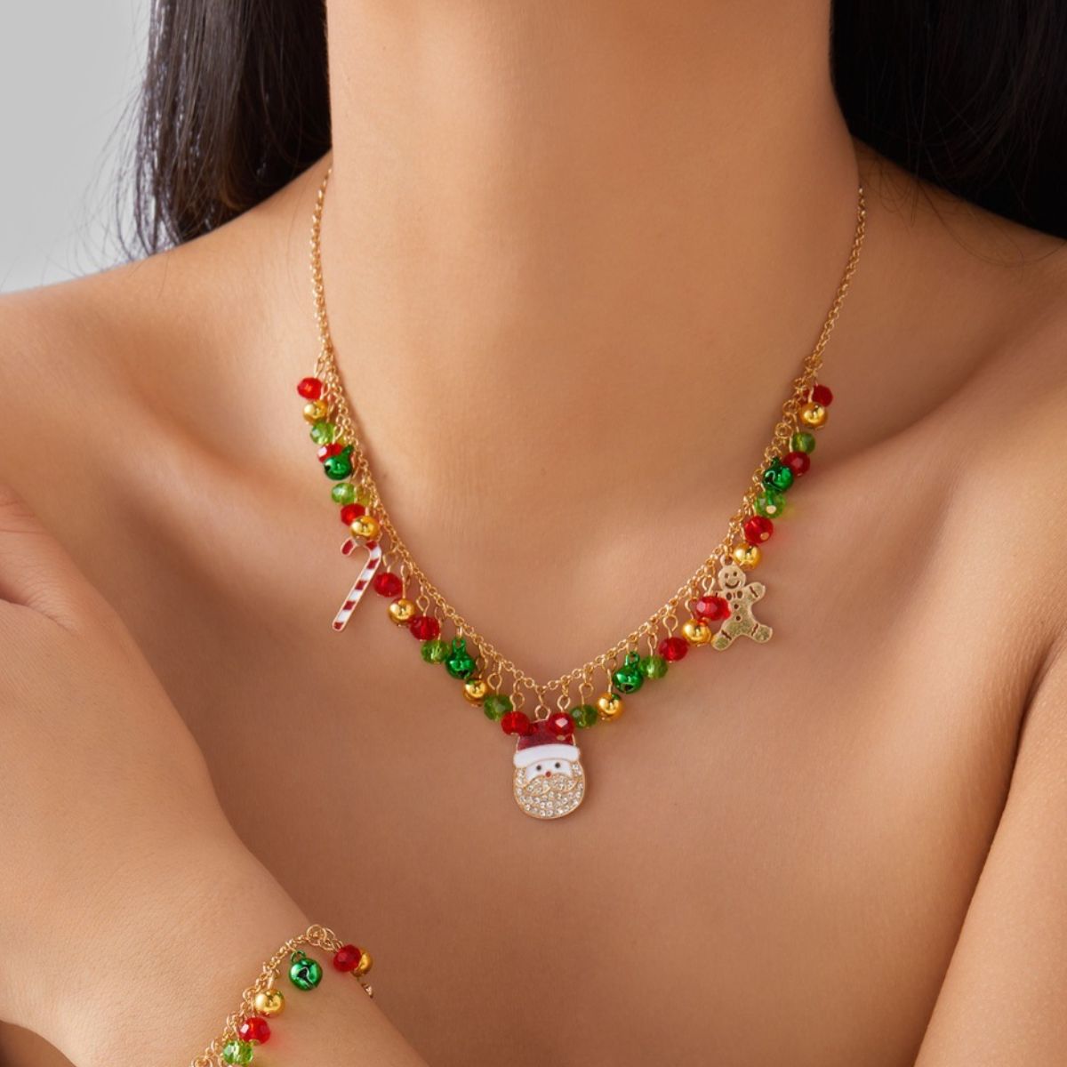 18K Gold-Plated Christmas Charm Necklace