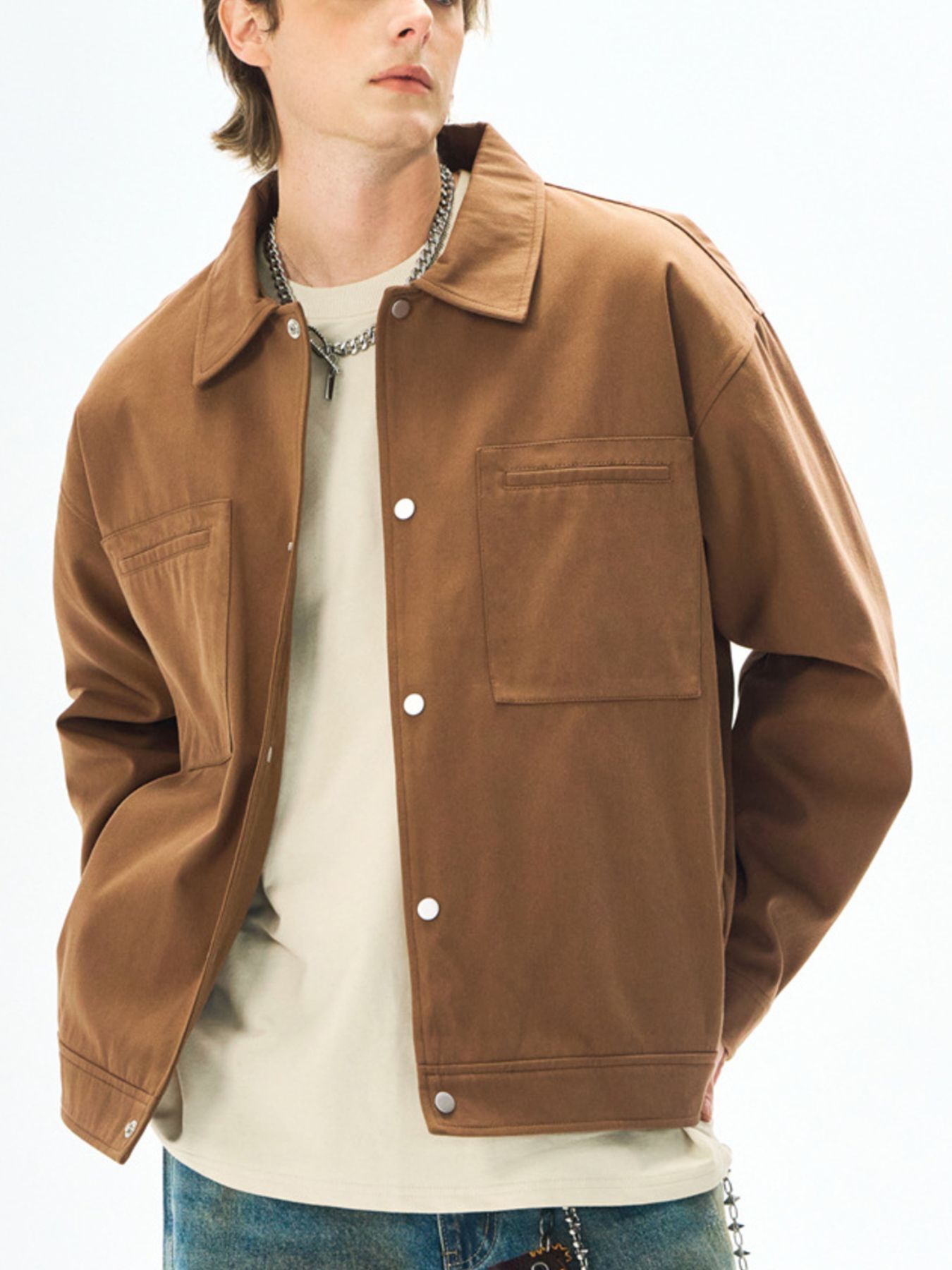 Men's Plus Size Casual Snap Down Jacket