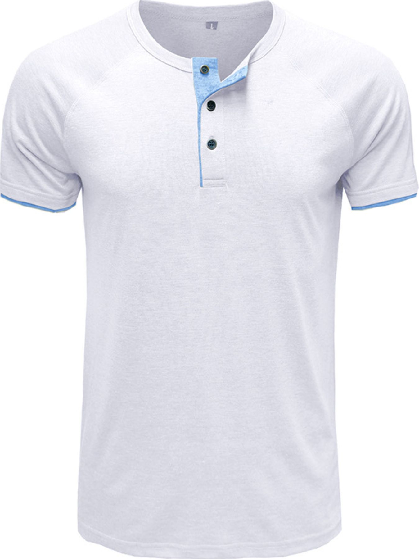 Men's Classic Contrast Trim Henley Polo Shirt