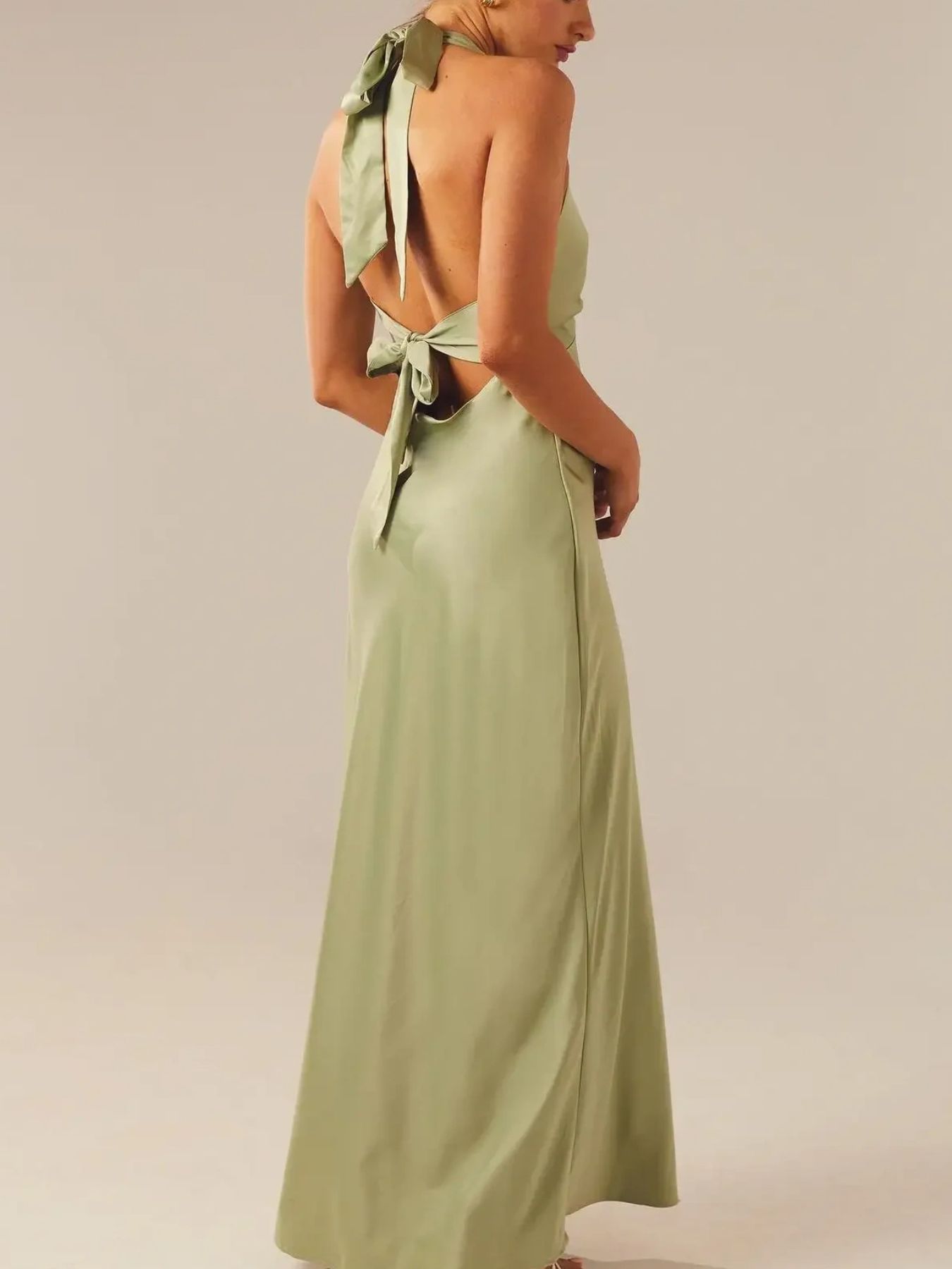 Halter Neck Wrap Maxi Dress with Tie Detail