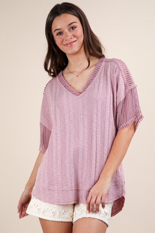 Oversized Contrast Knit Comfy Casual Top
