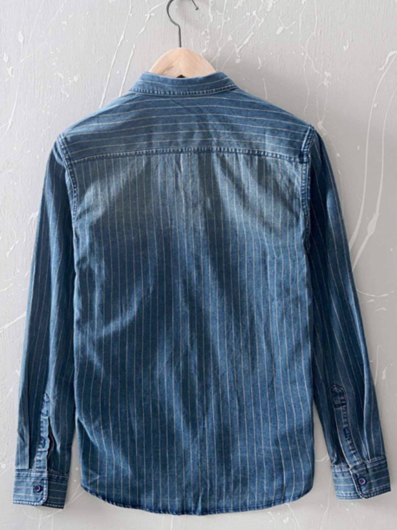 Men's Plus Size Button Up Long Sleeve Denim Shirt