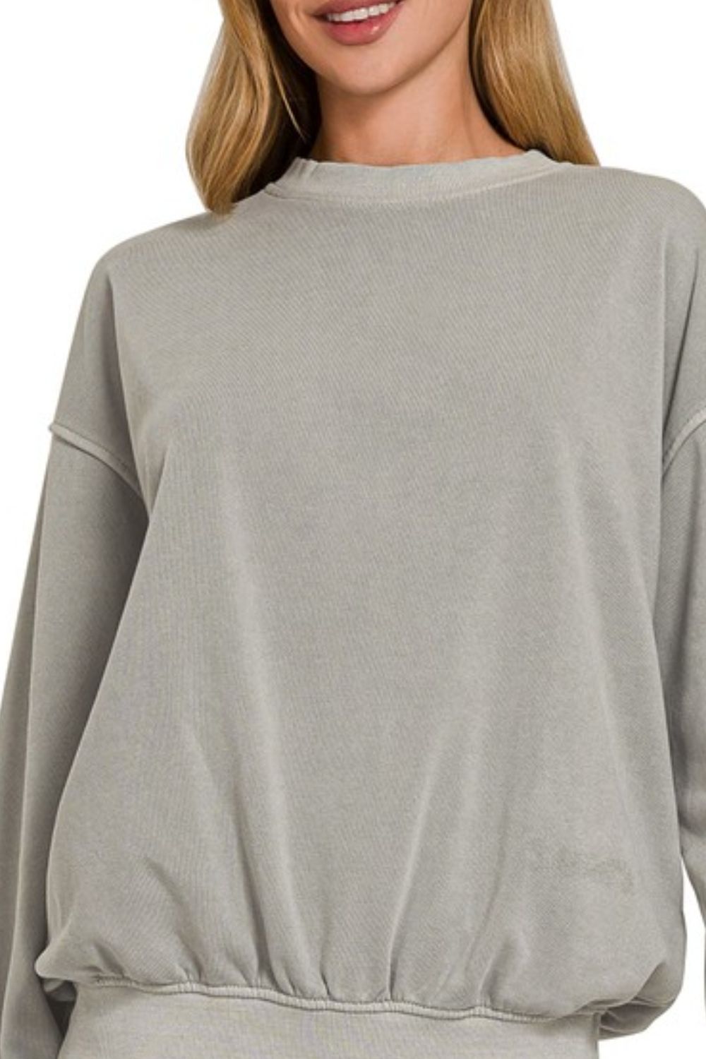 Soft Fleece Pigment Dye Round-neck Sweatshirts