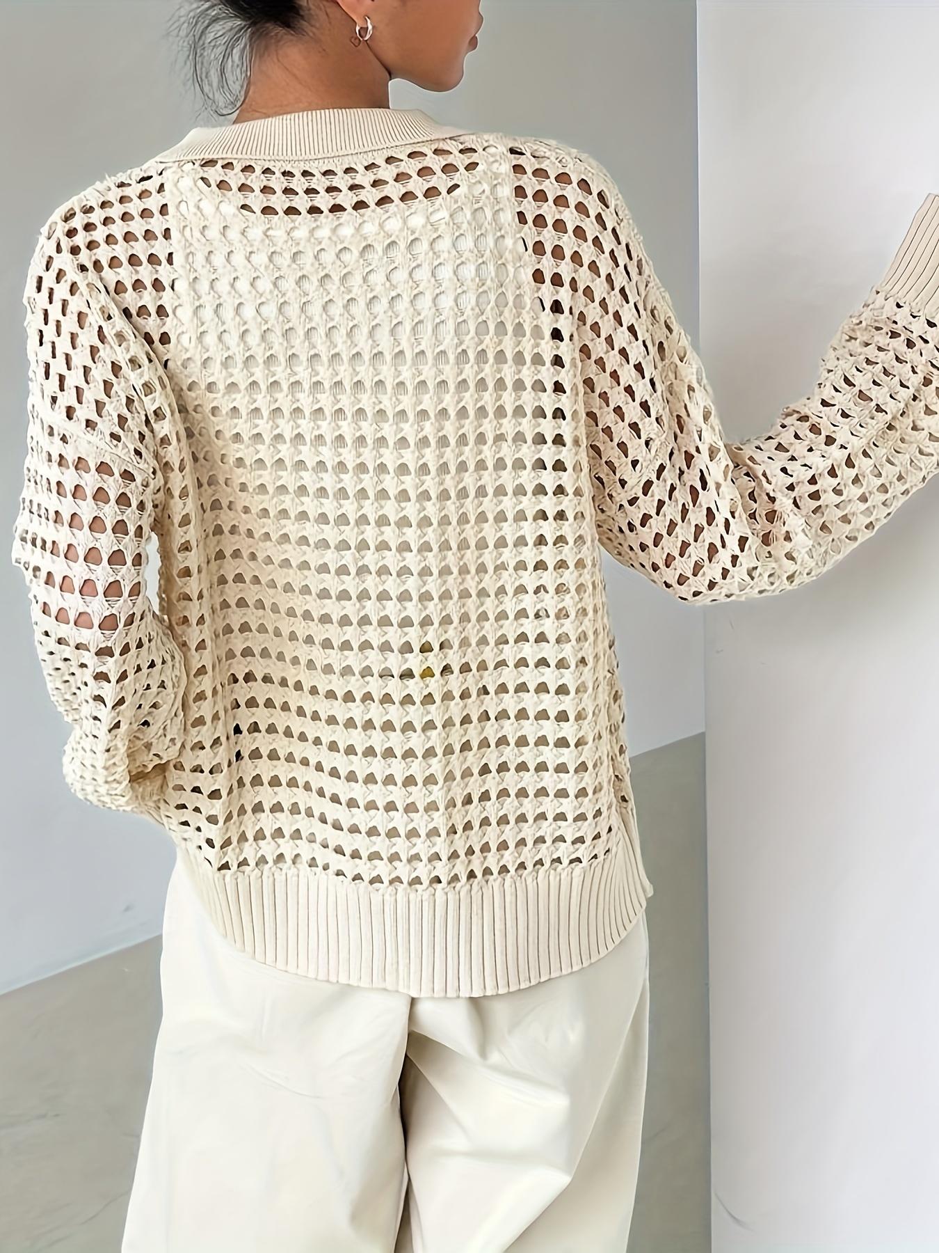 Hollow Out Knit Button Front Cardigan
