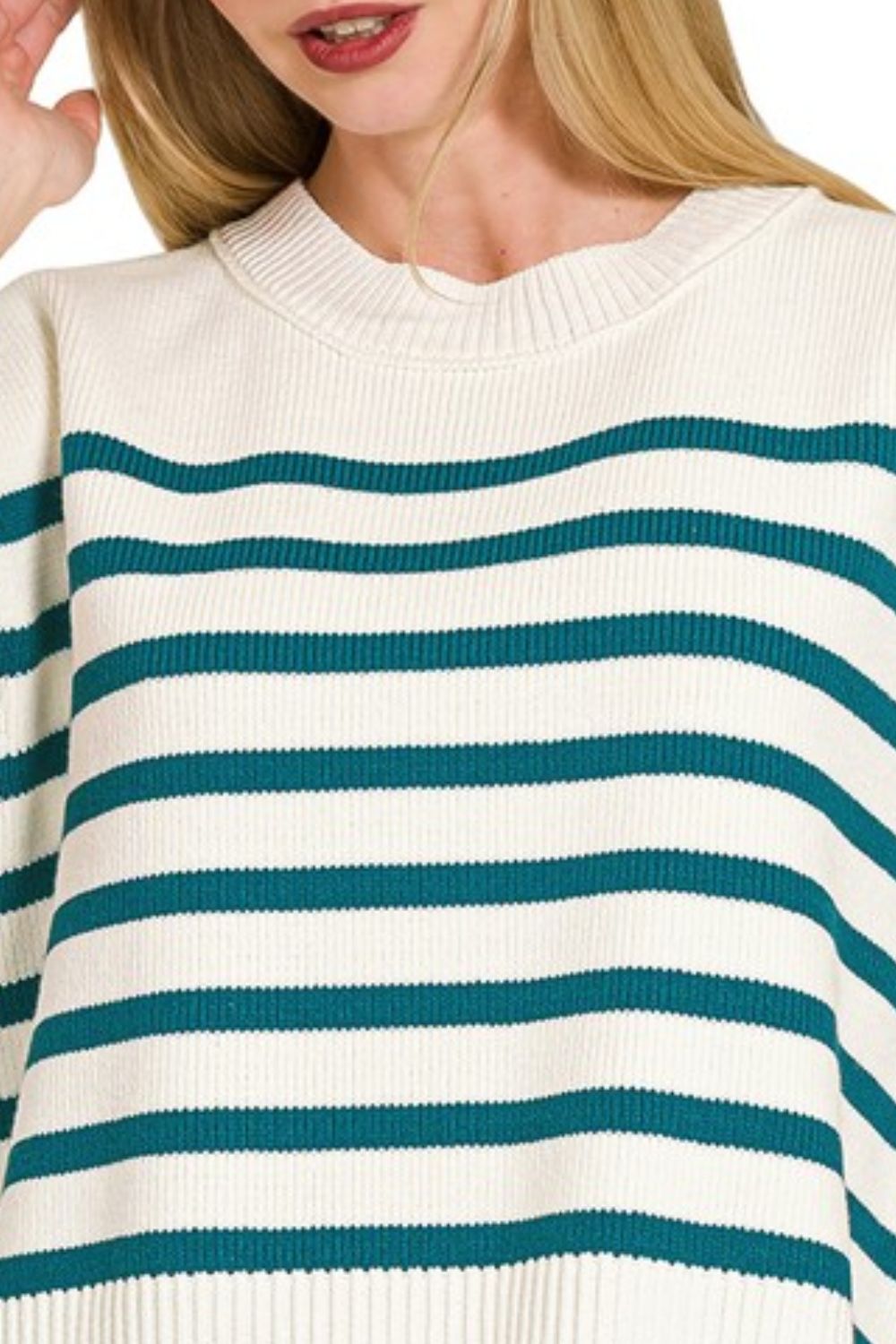 Oversized Crew Neck Stripe Sweater Vest