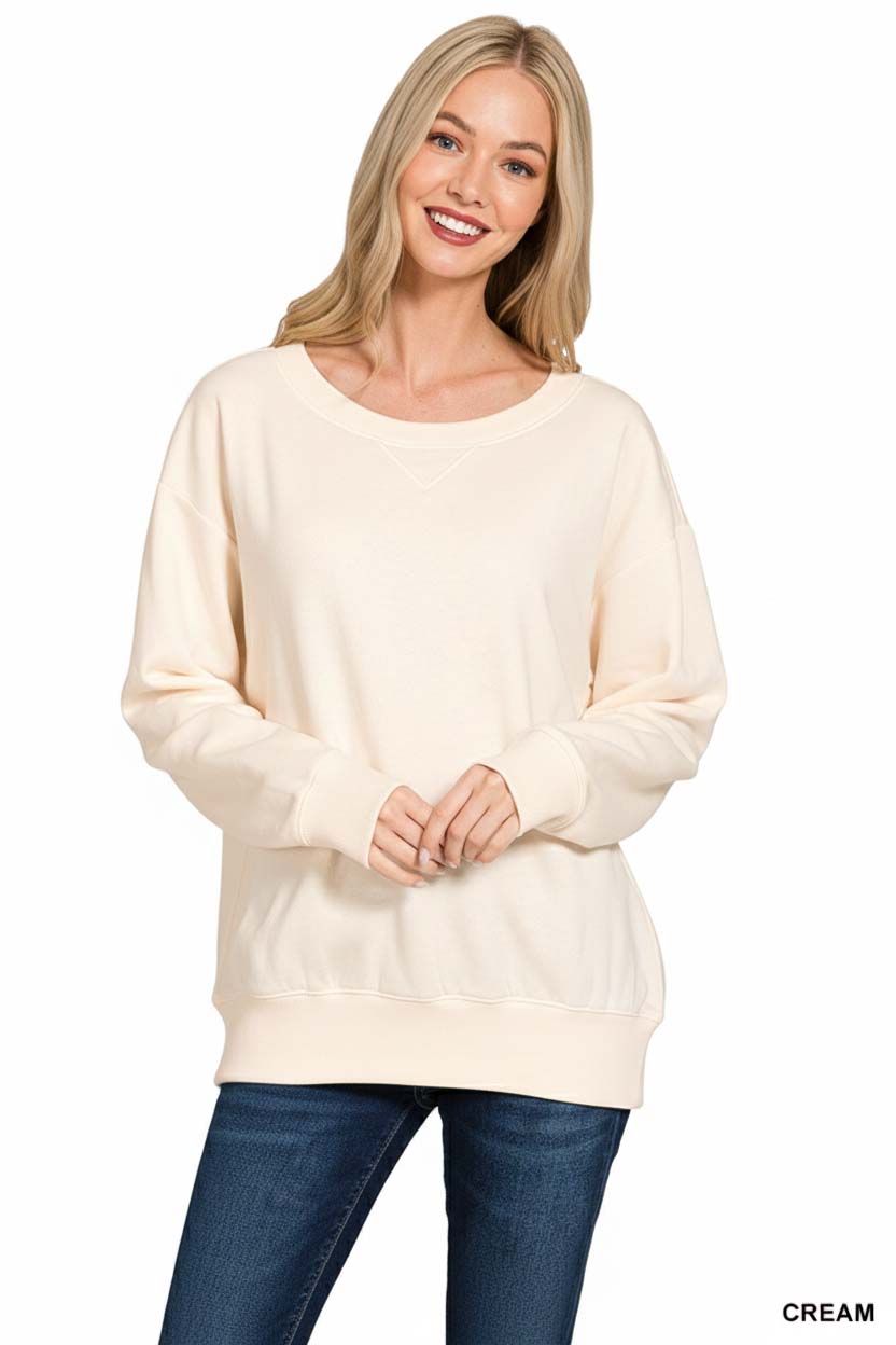 Fleece Boat Neck Sweatshirt