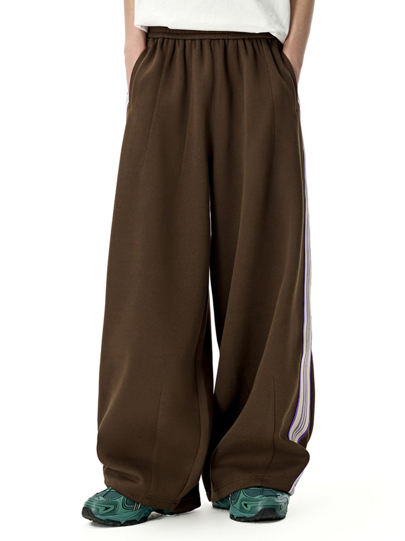 Men's Side Striped Wide Leg Pants
