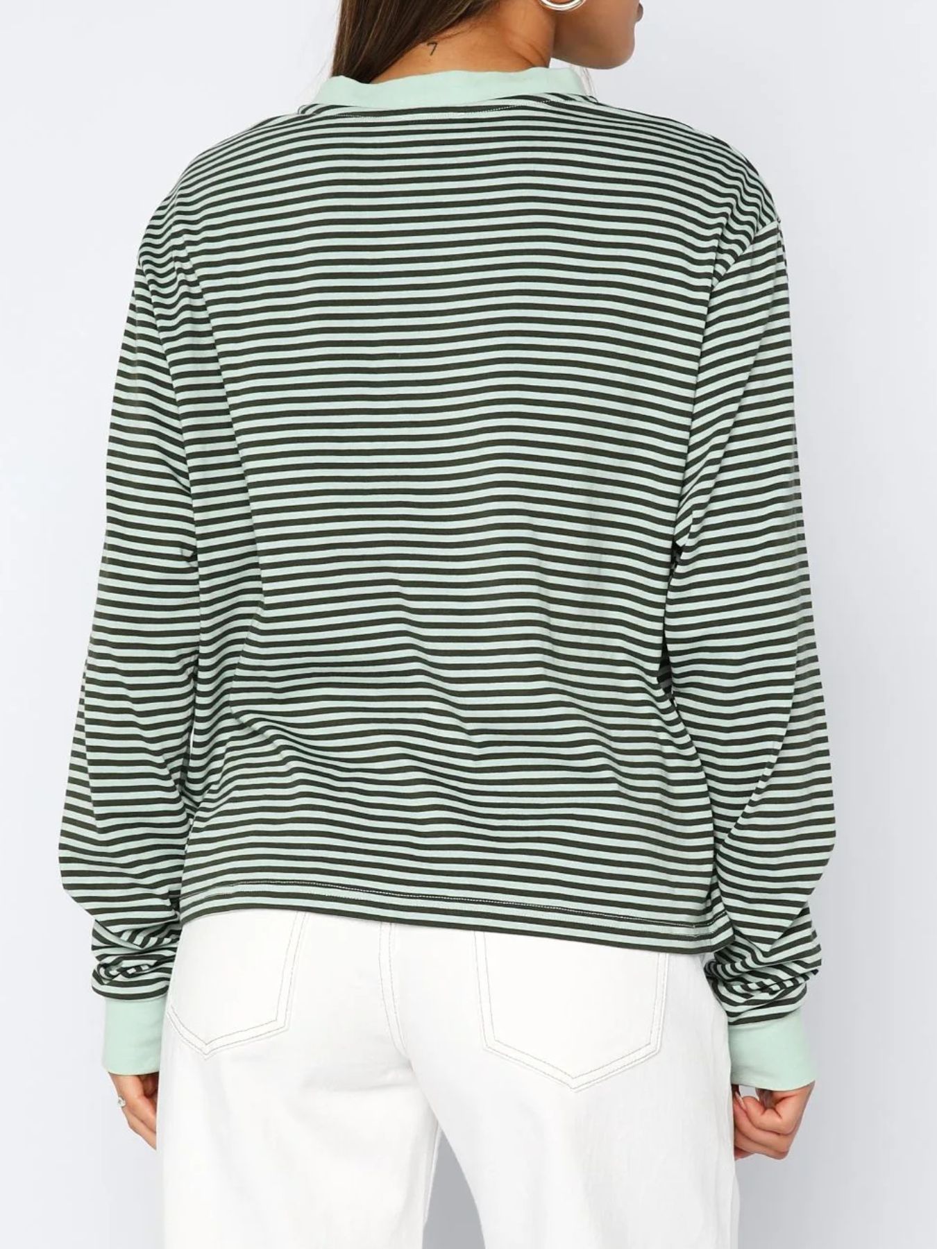 Striped Oversized Round Neck Sweatshirt