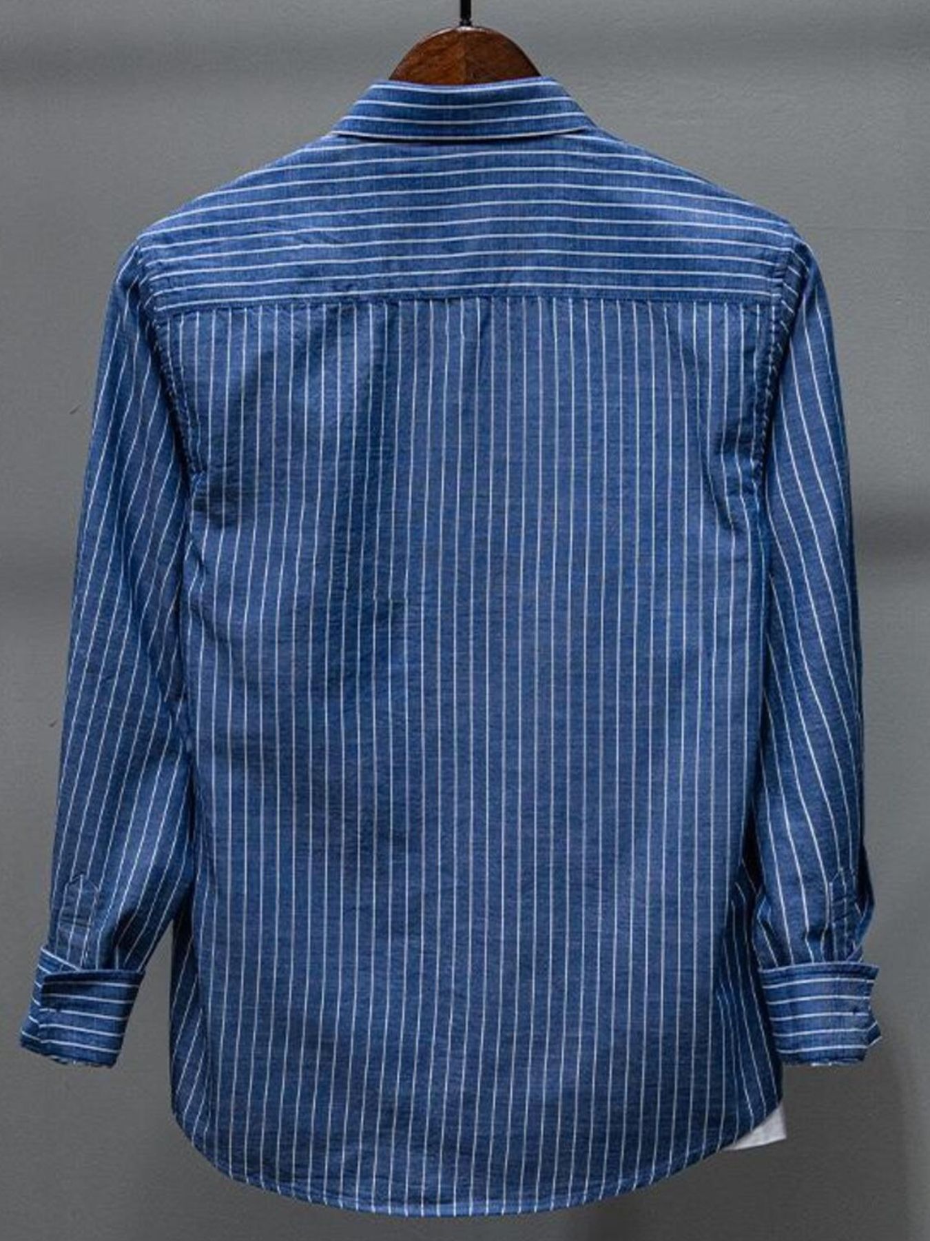 Men's Plus Size Striped Button Up Long Sleeve Shirt