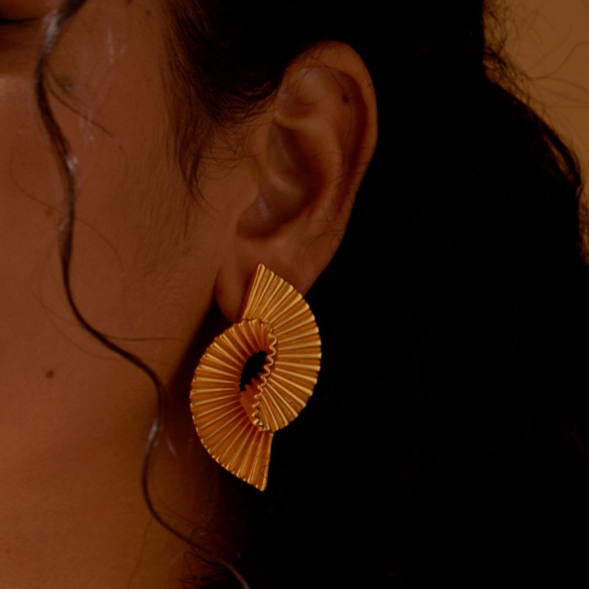 18K Gold-Plated Copper Geometric Spiral Earrings