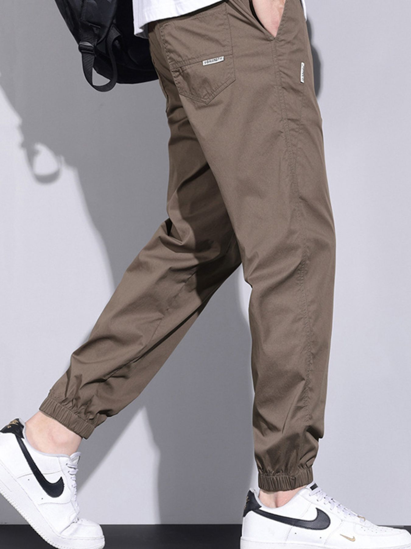 Men's Plus Size Casual Drawstring Ankle-Cuffed Pants