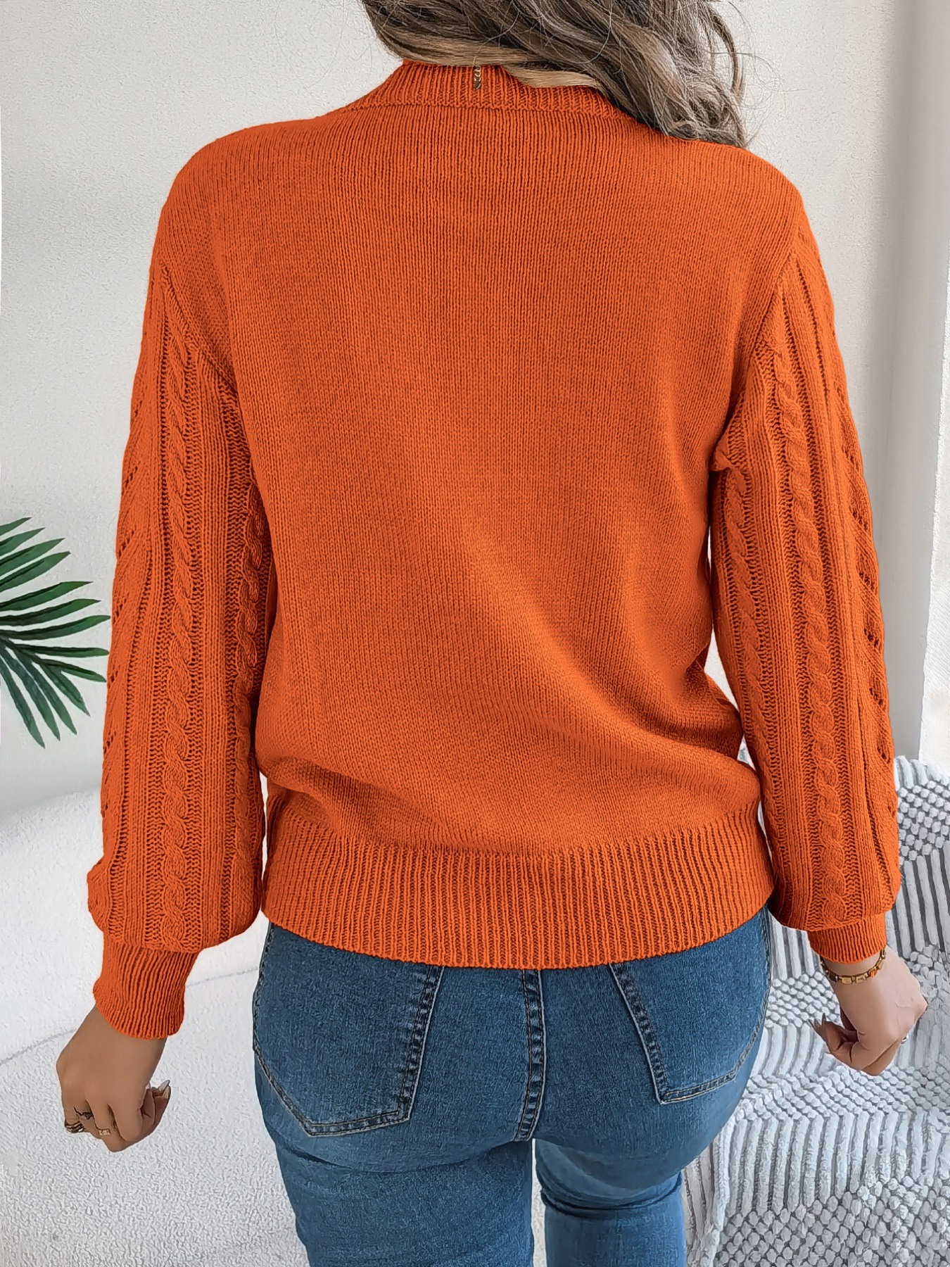 Cable-Knit Round Neck Sweater