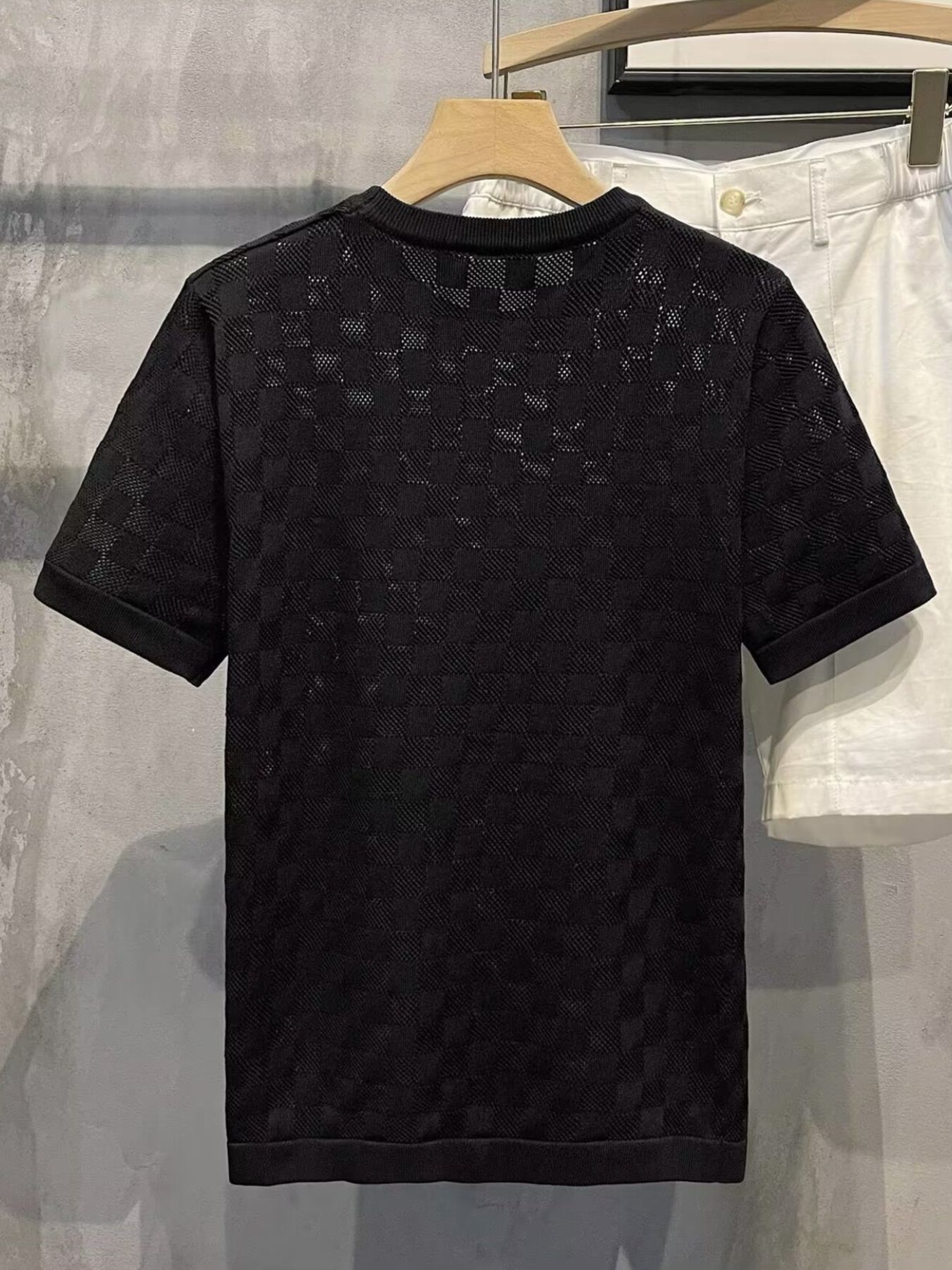 Men's Full Size Checkered Round Neck Short Sleeve T-Shirt Plus Size