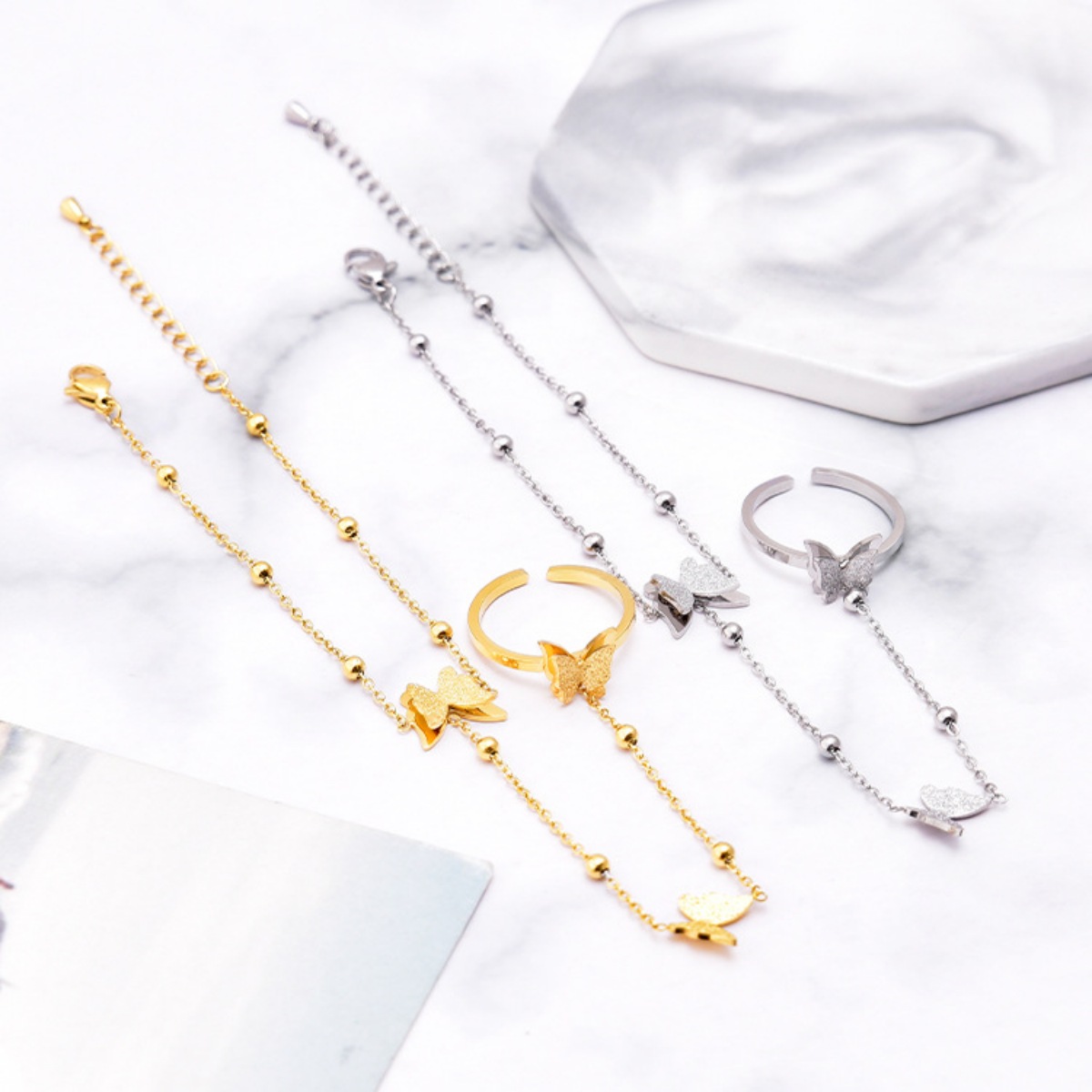 Butterfly Charm Finger Bracelet