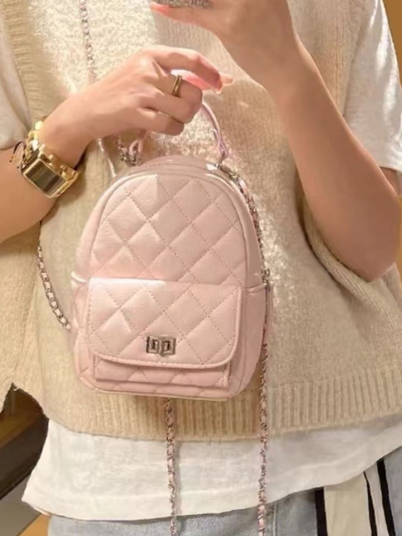 Quilted Mini Backpack Bag