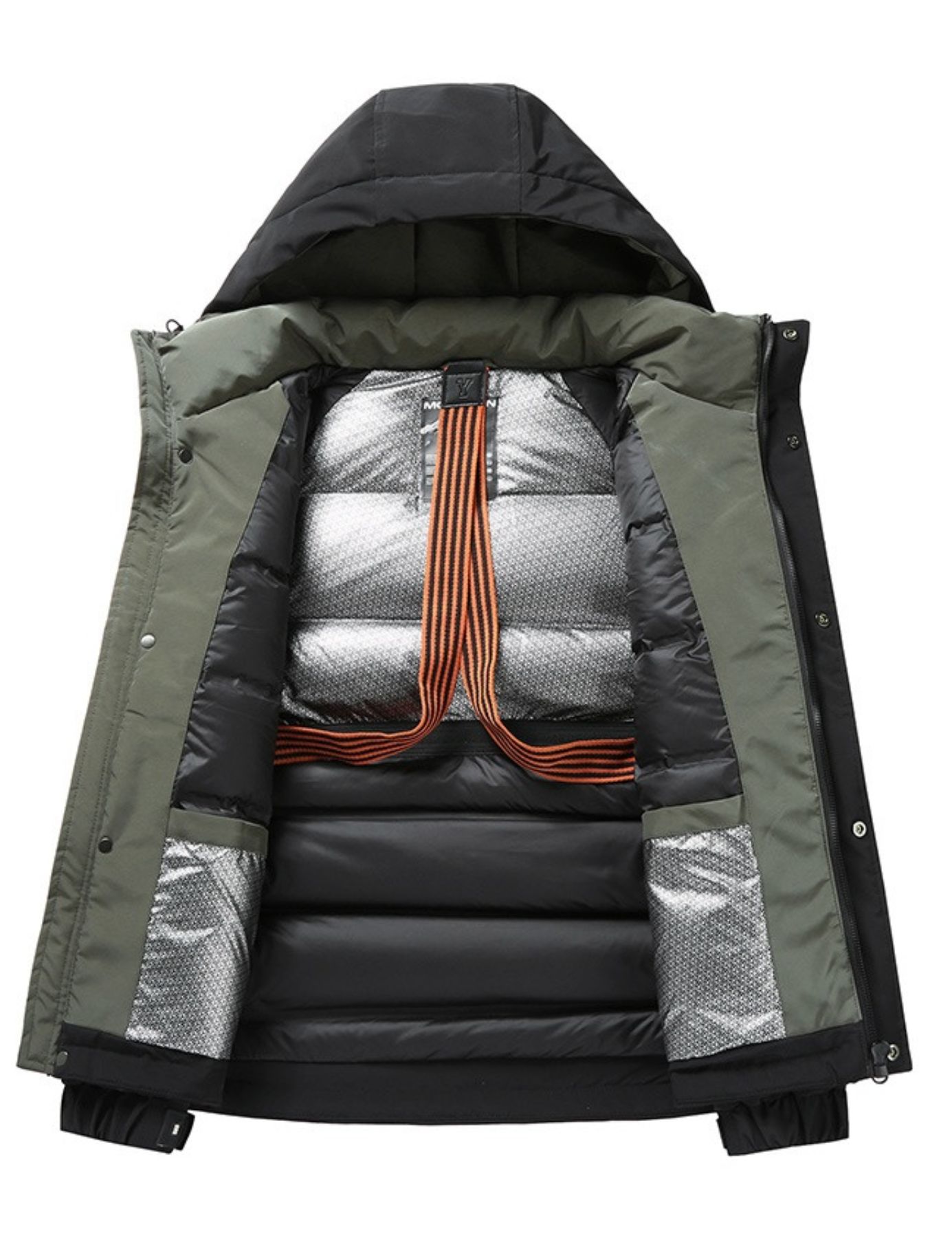 Men's Plus Size Adjustable Hooded Parka Jacket with Multiple Pockets