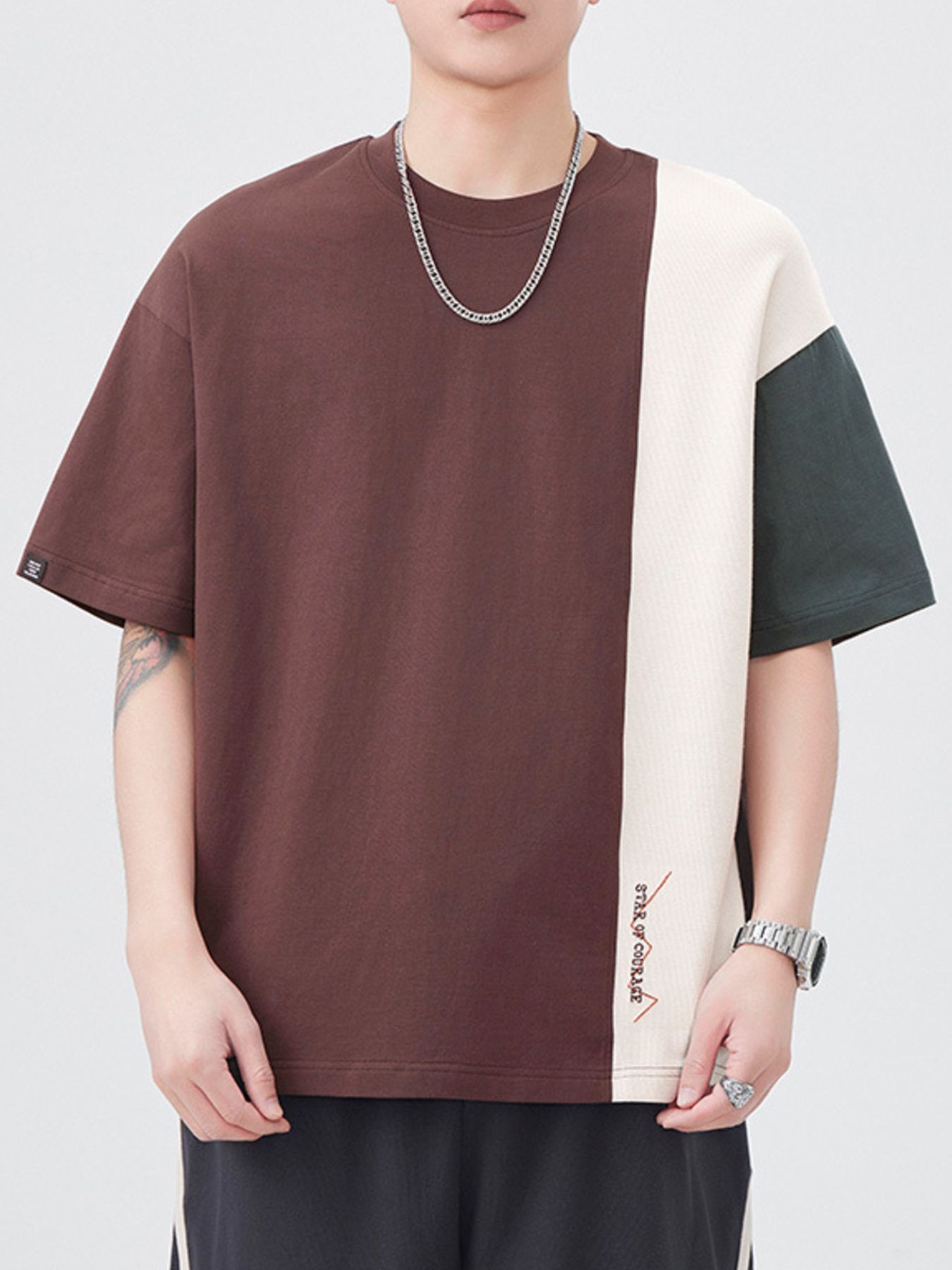 Men's Plus Size Color Block Casual T-Shirt