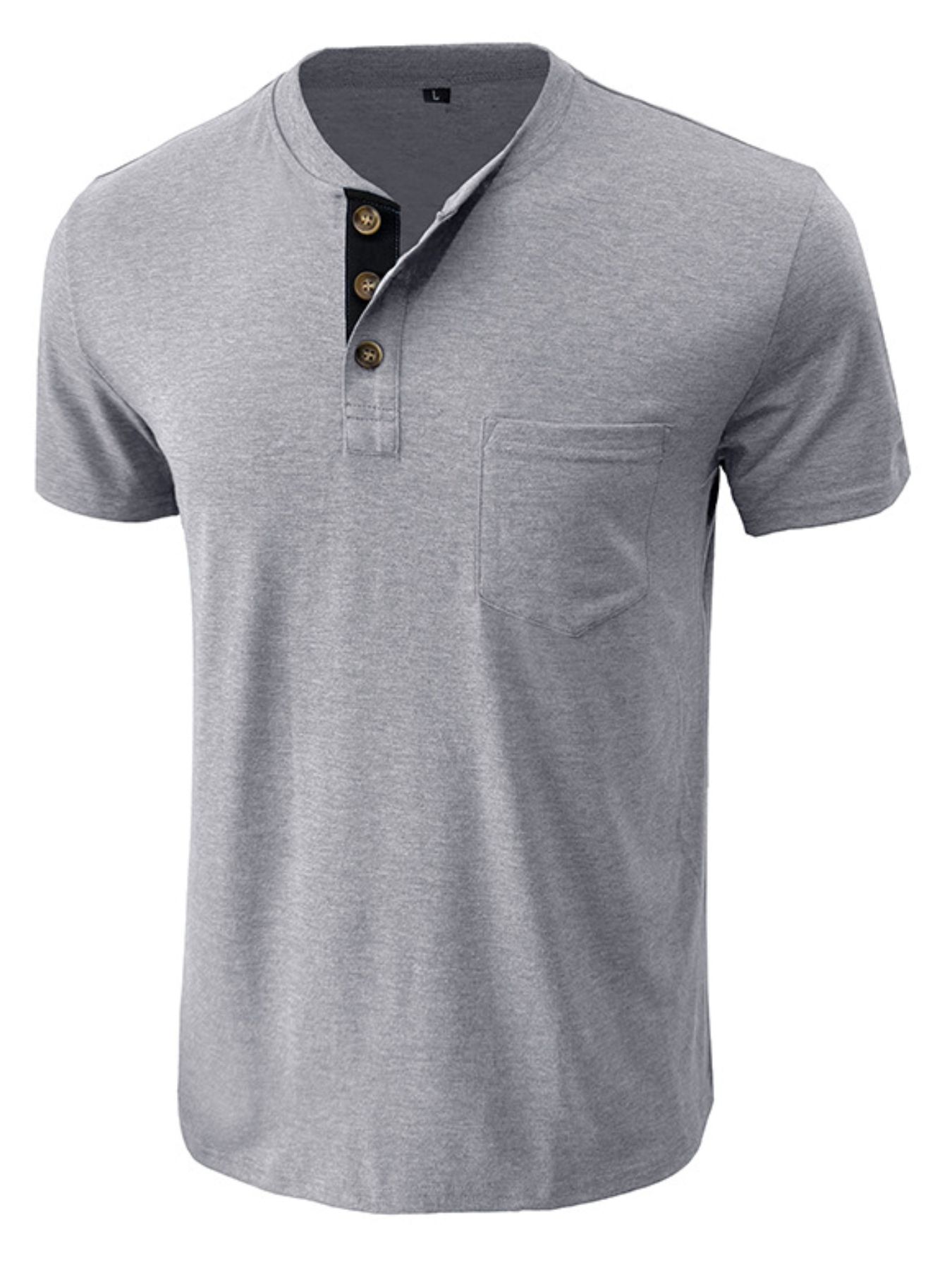 Men's Full Size Classic Henley Pocket Polo T-Shirt Plus Size
