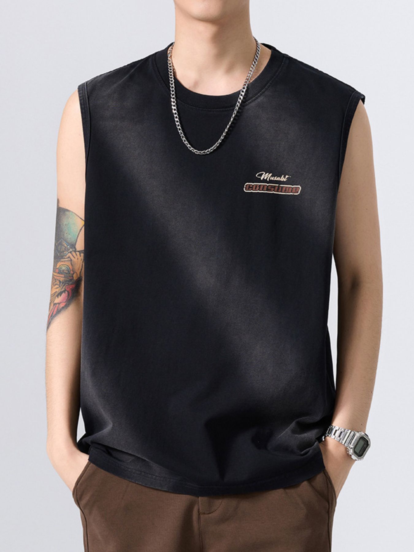 Men's Plus Size Round Neck Tank