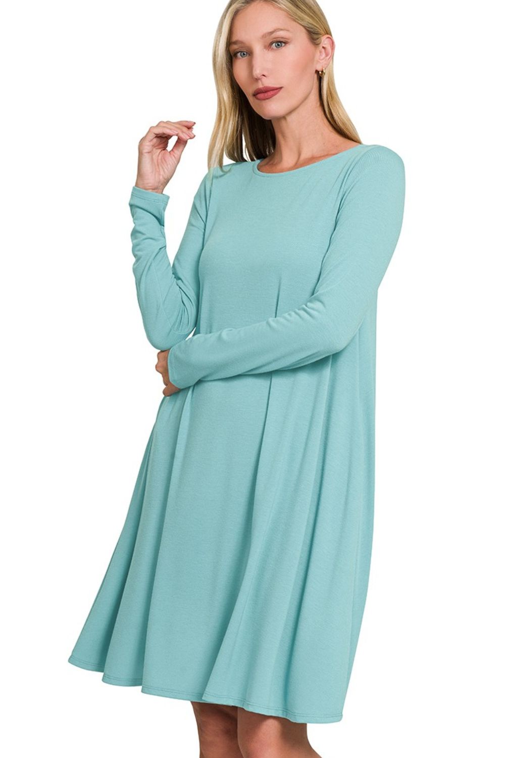 Long Sleeve Flare Dress With Pockets