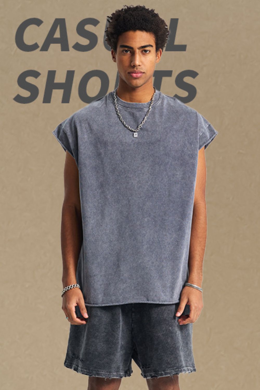Men's Washed Round Neck Tank