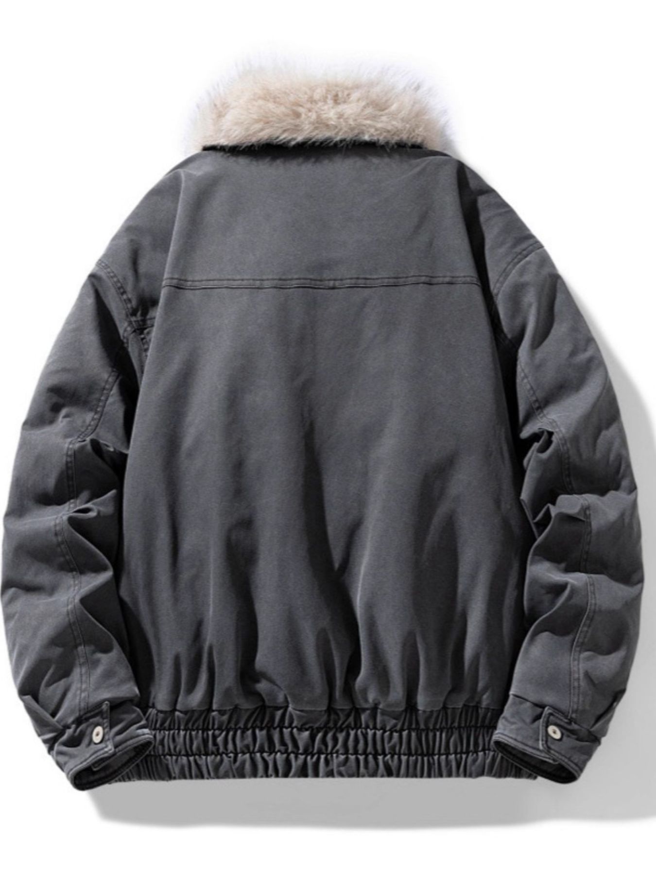 Men's Full Size Fur Collar Zip Up Bomber Jacket Plus Size