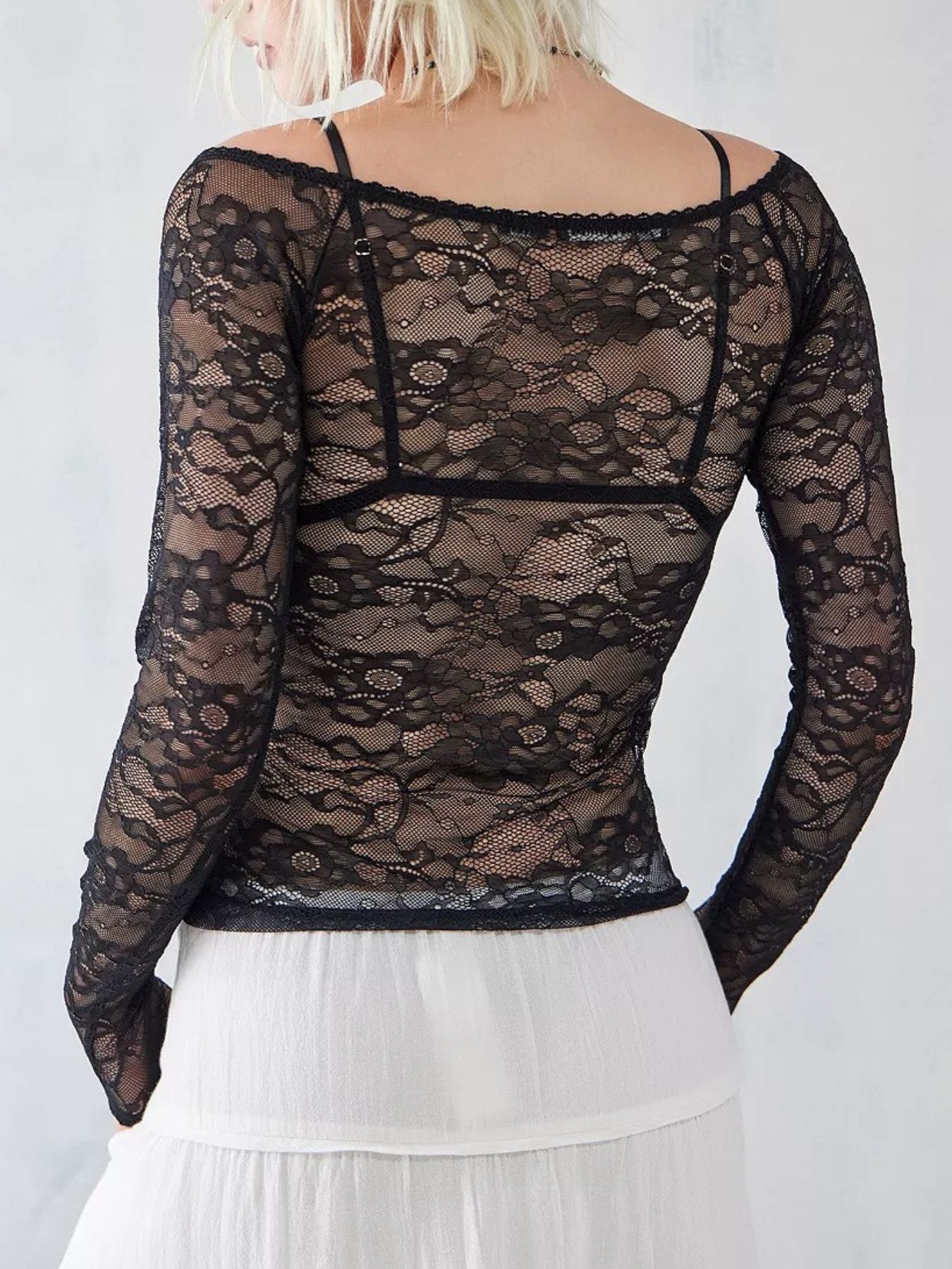 Lace Sheer Long Sleeve T-Shirt