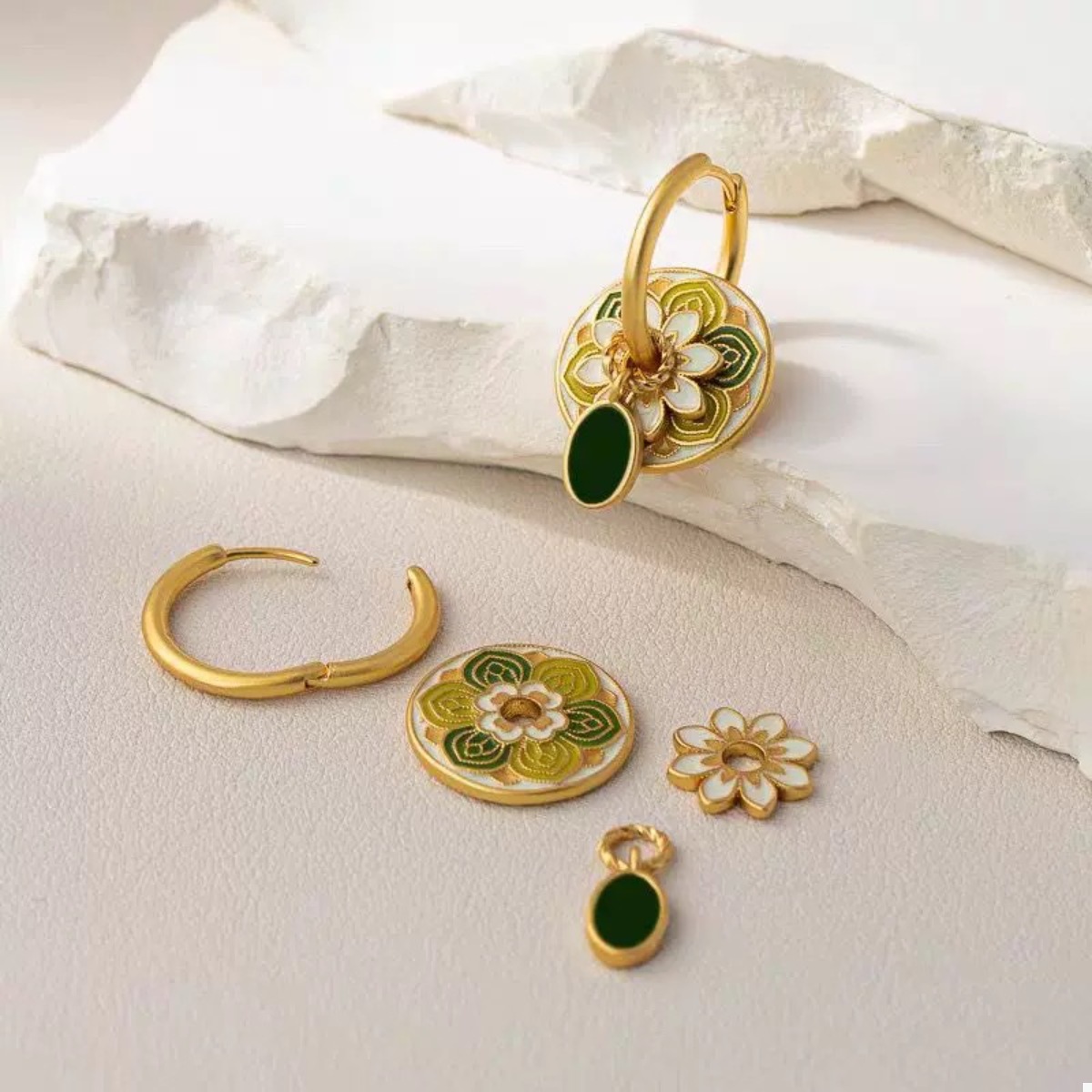 18K Gold-Plated Flower Hoop Earrings