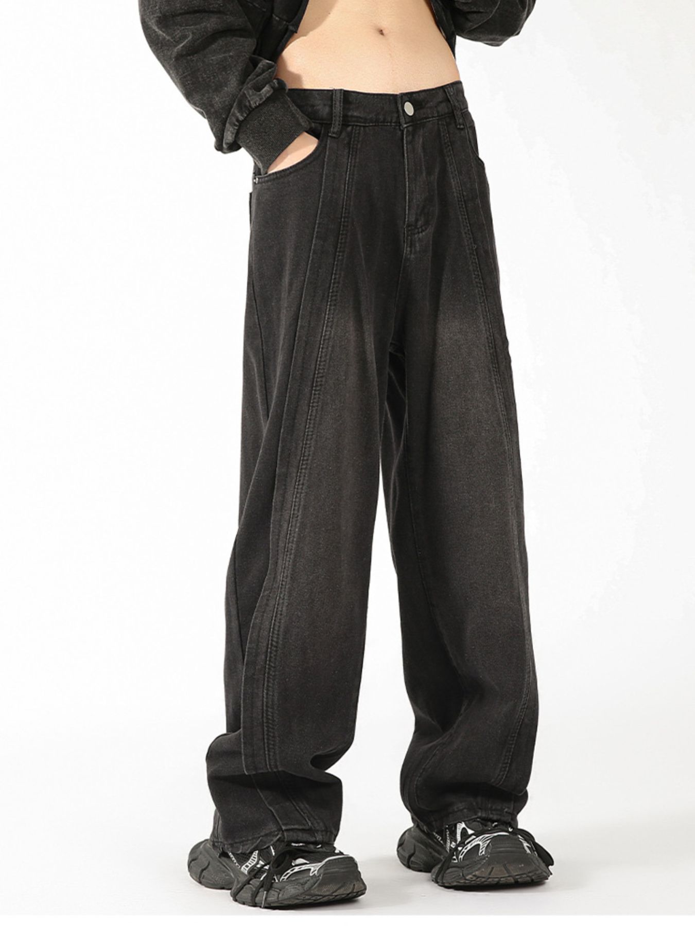 Men's Plus Size Washed Wide Leg Jeans