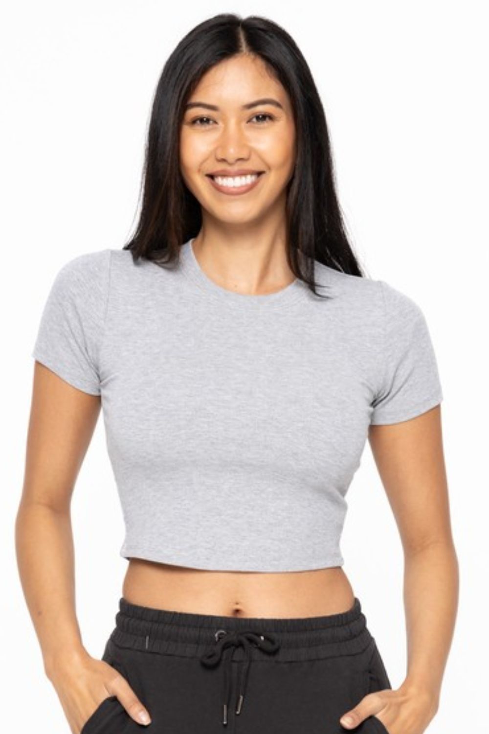 Essential Micro-ribbed Cropped Athleisure Tee