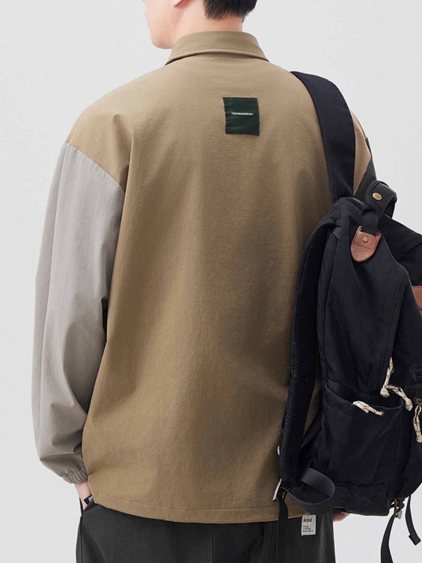 Men's Plus Size Color Block Button Detail Polo