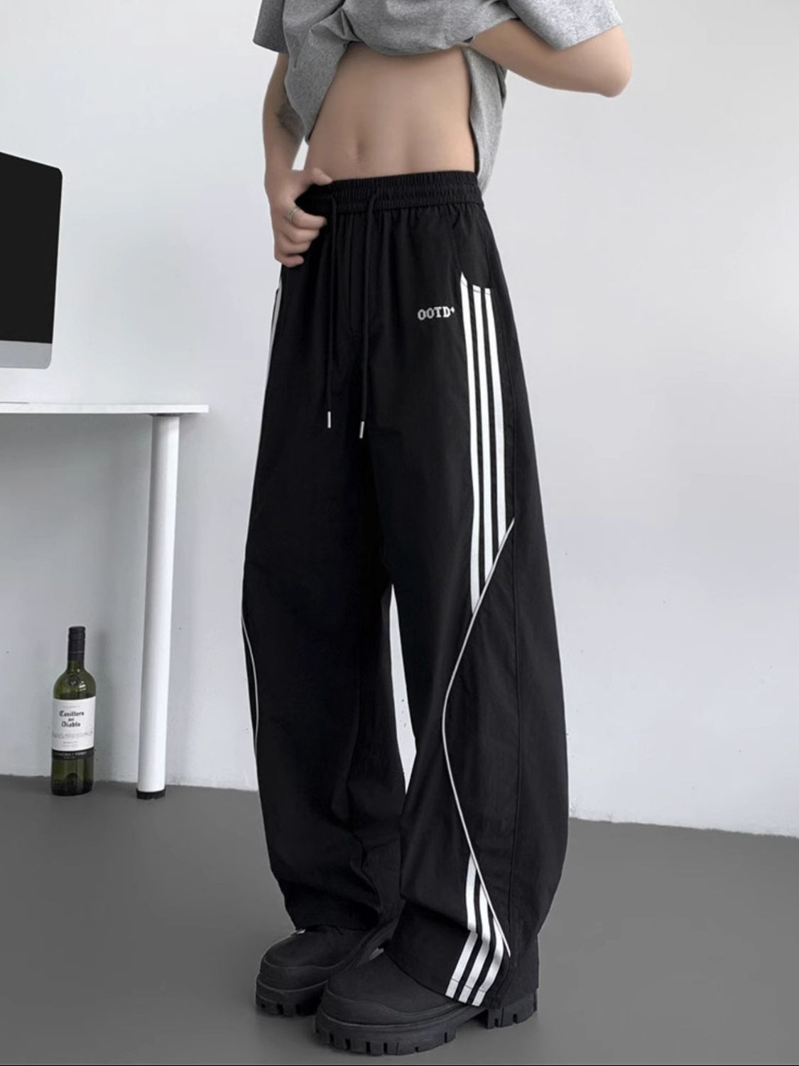 Men's Full Size Side Striped Wide Leg Pants Plus Size