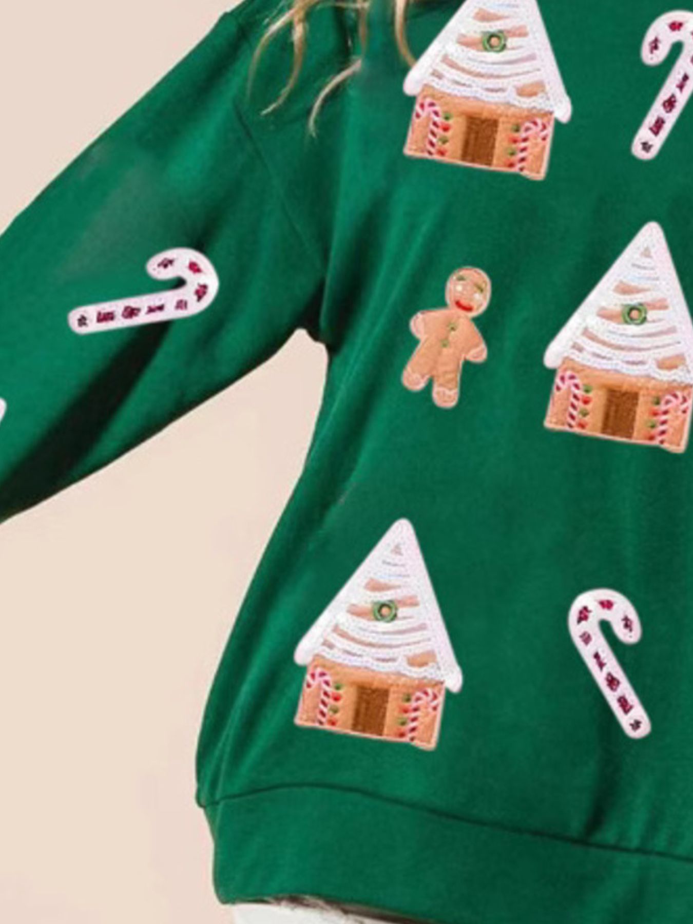 Christmas Gingerbread House Sequin Sweatshirt