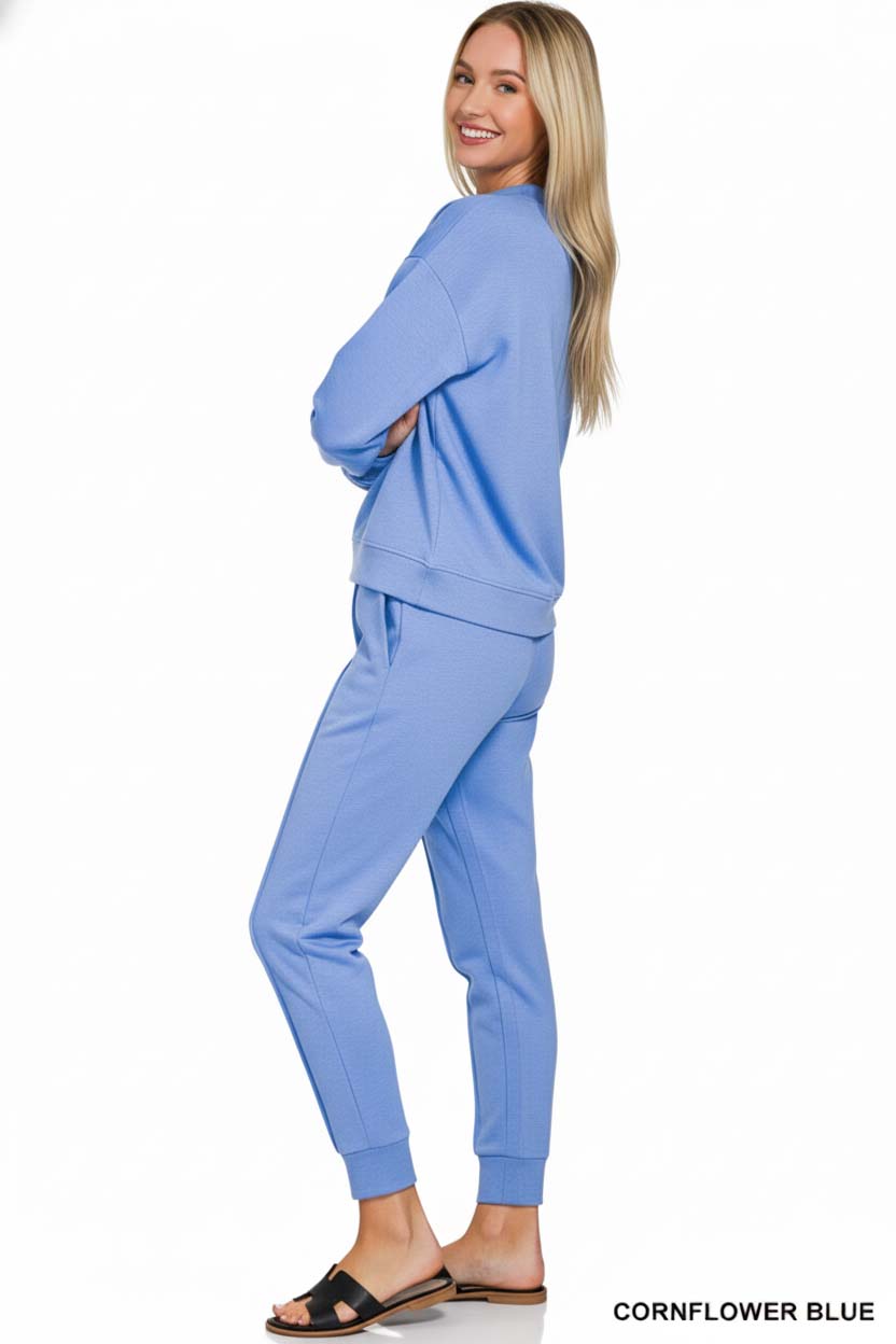 Scuba Mock Neck Sweatshirt and Joggers Set