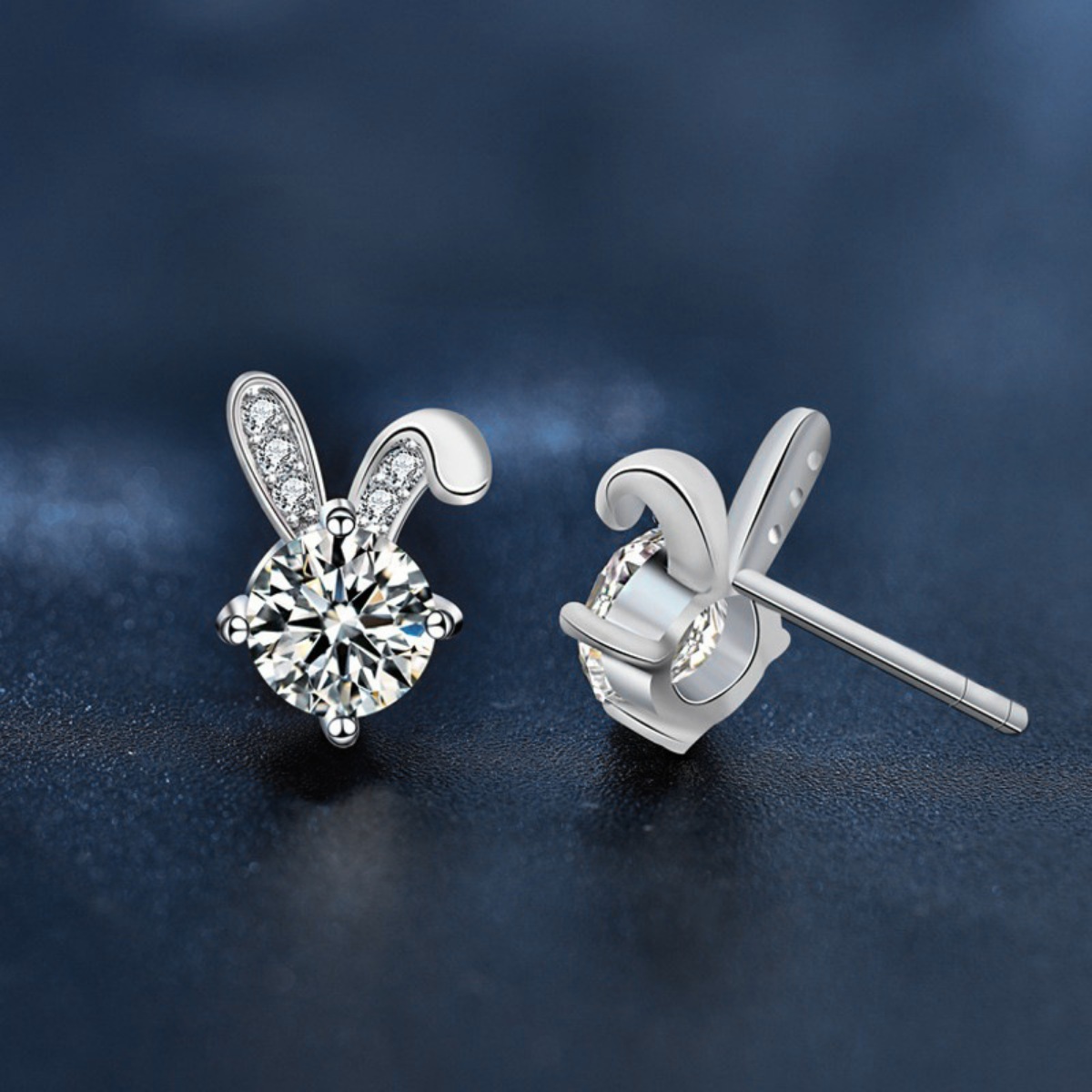 Moissanite 925 Sterling Silver Rabbit Stud Earrings