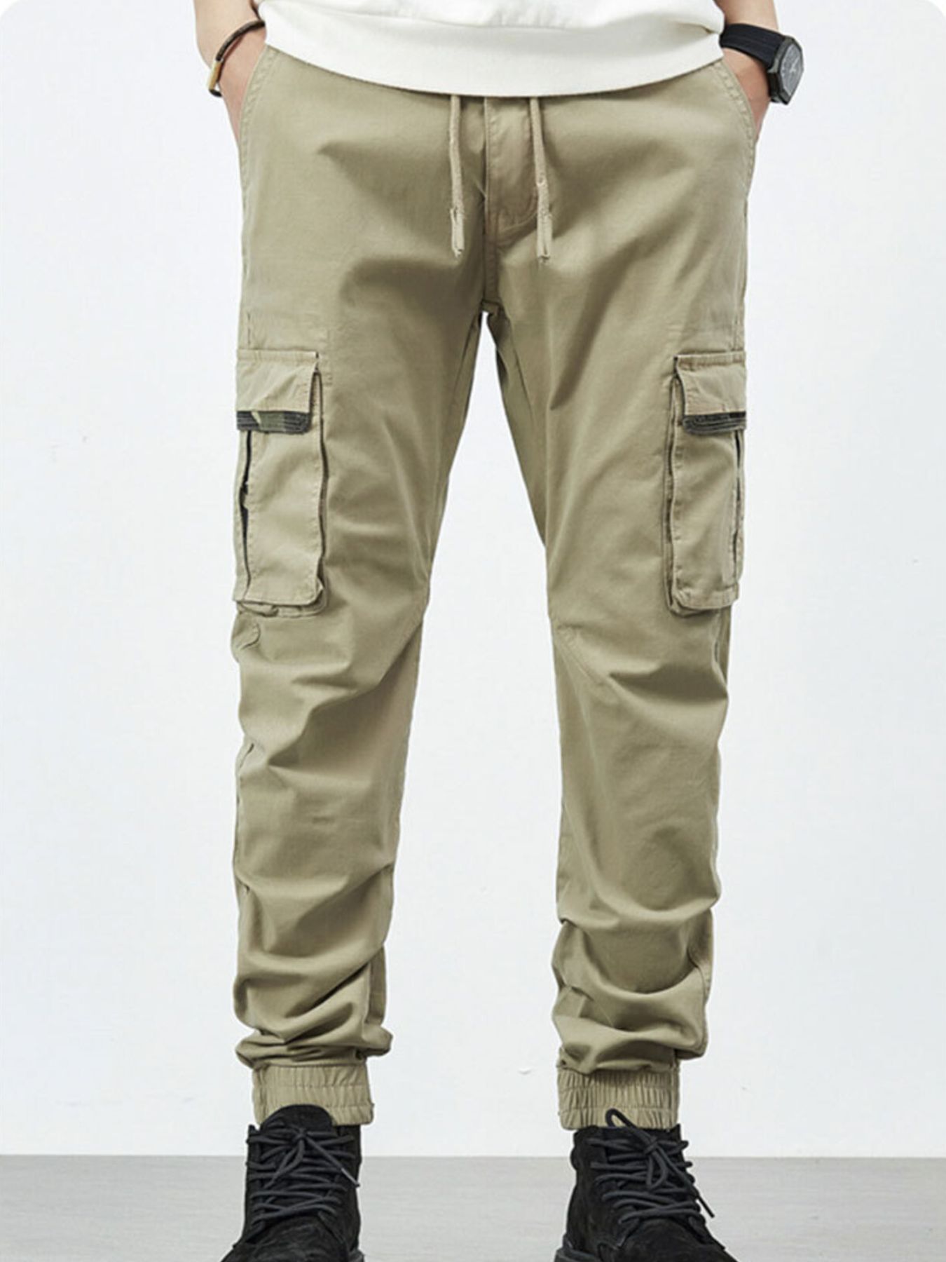 Men's Casual Cargo Pants with Drawstring