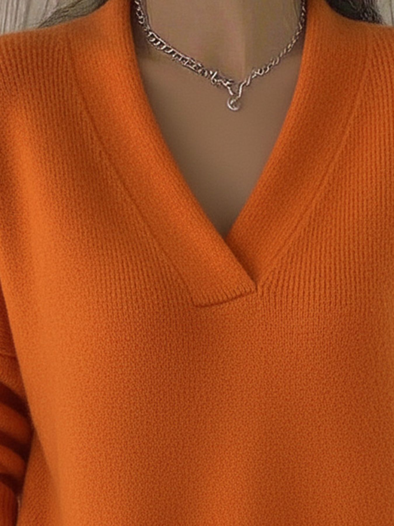 Full Size V-Neck Long Sleeve Sweater Plus Size