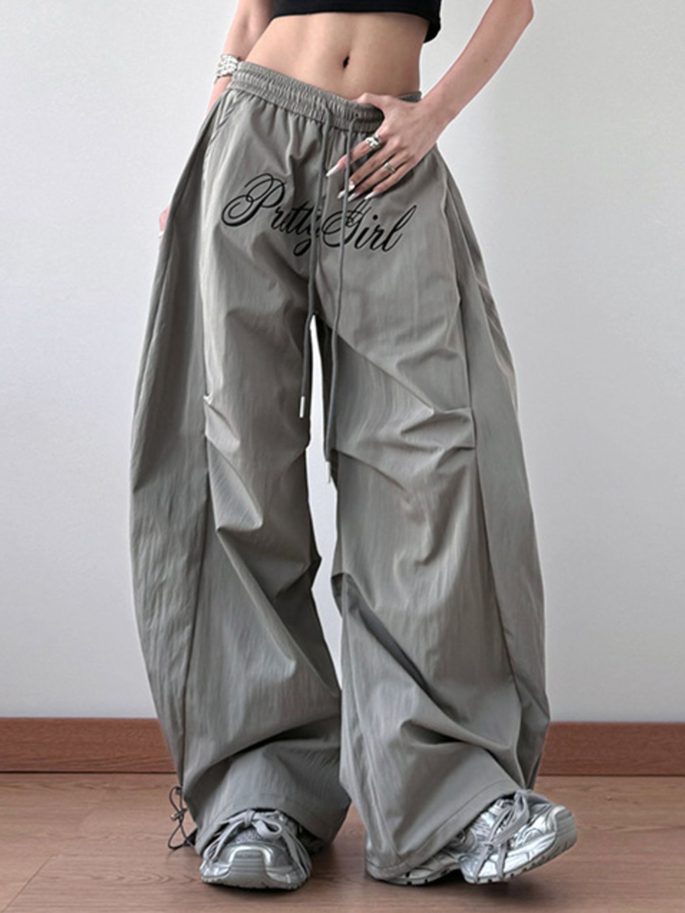 Drawstring Oversized Wide Leg Casual Pants