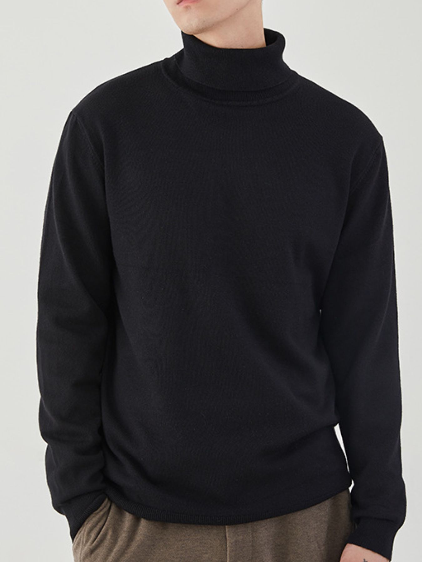 Men's Plus Size Ribbed Hem Long Sleeve Sweater