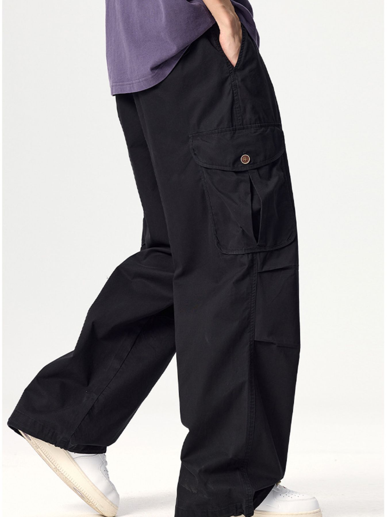Men's Plus Size Drawstring Wide Leg Cargo Pants