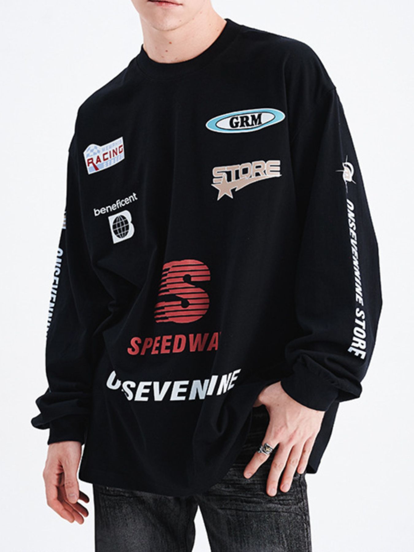 Men's Letter Round Neck Long Sleeve T-Shirt