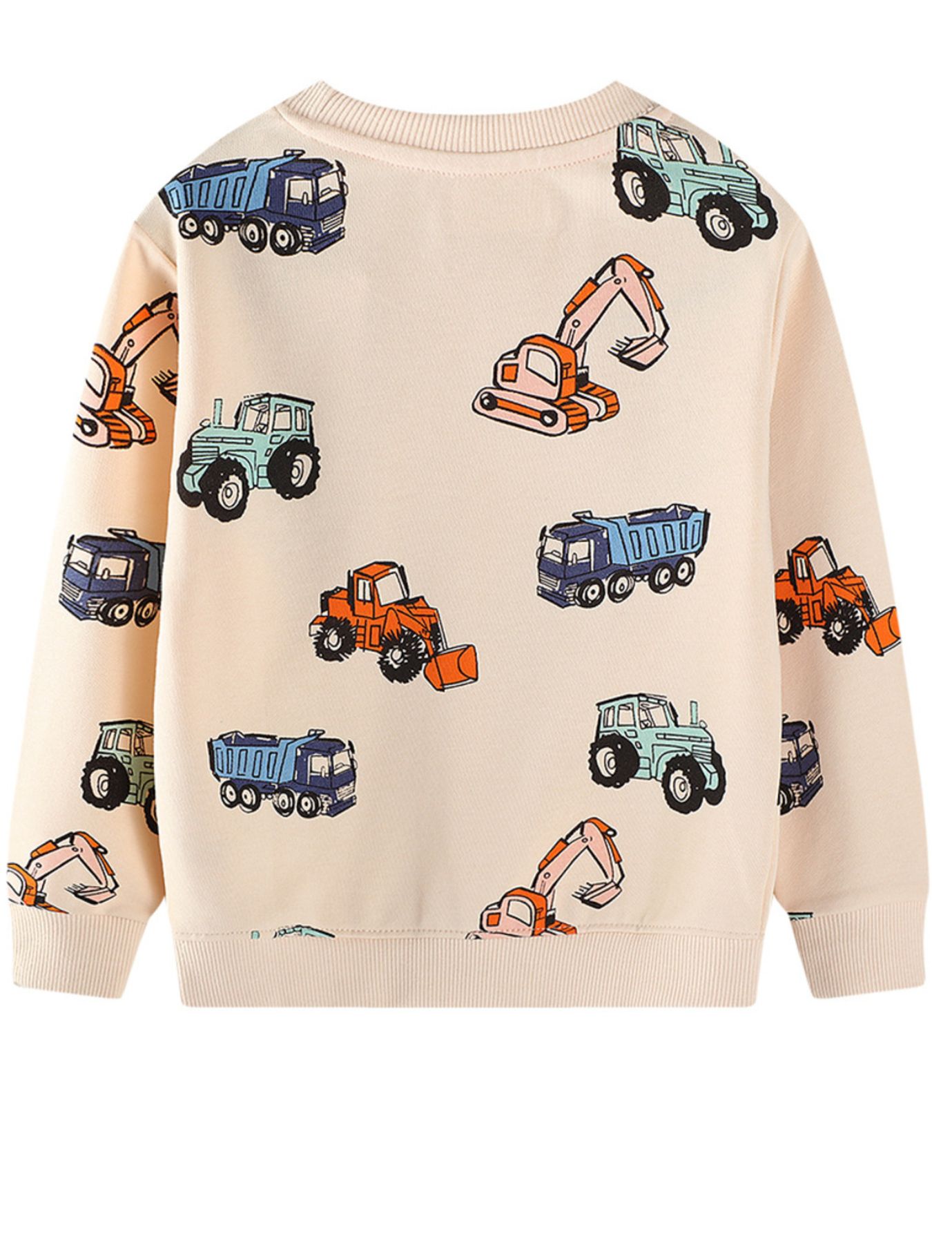 Children's Cartoon Vehicle Print Crew Neck Sweatshirt
