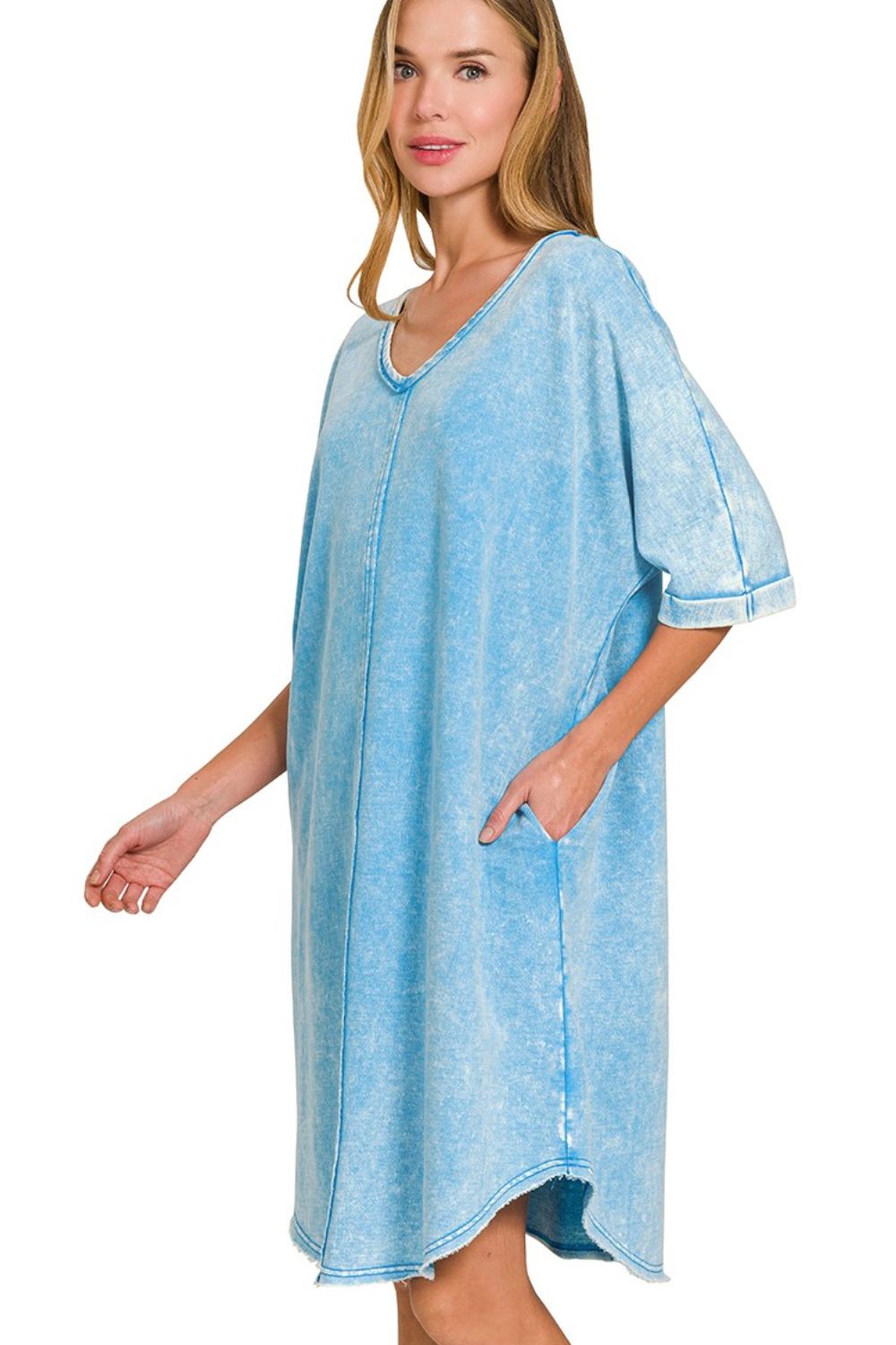 Acid-washed French Terry Tee Shirts Dress