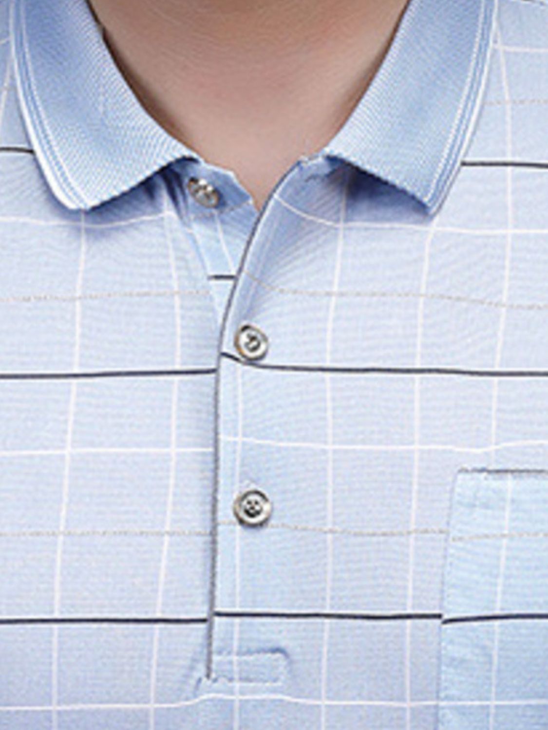 Men's Striped Button Detail Short Sleeve Polo